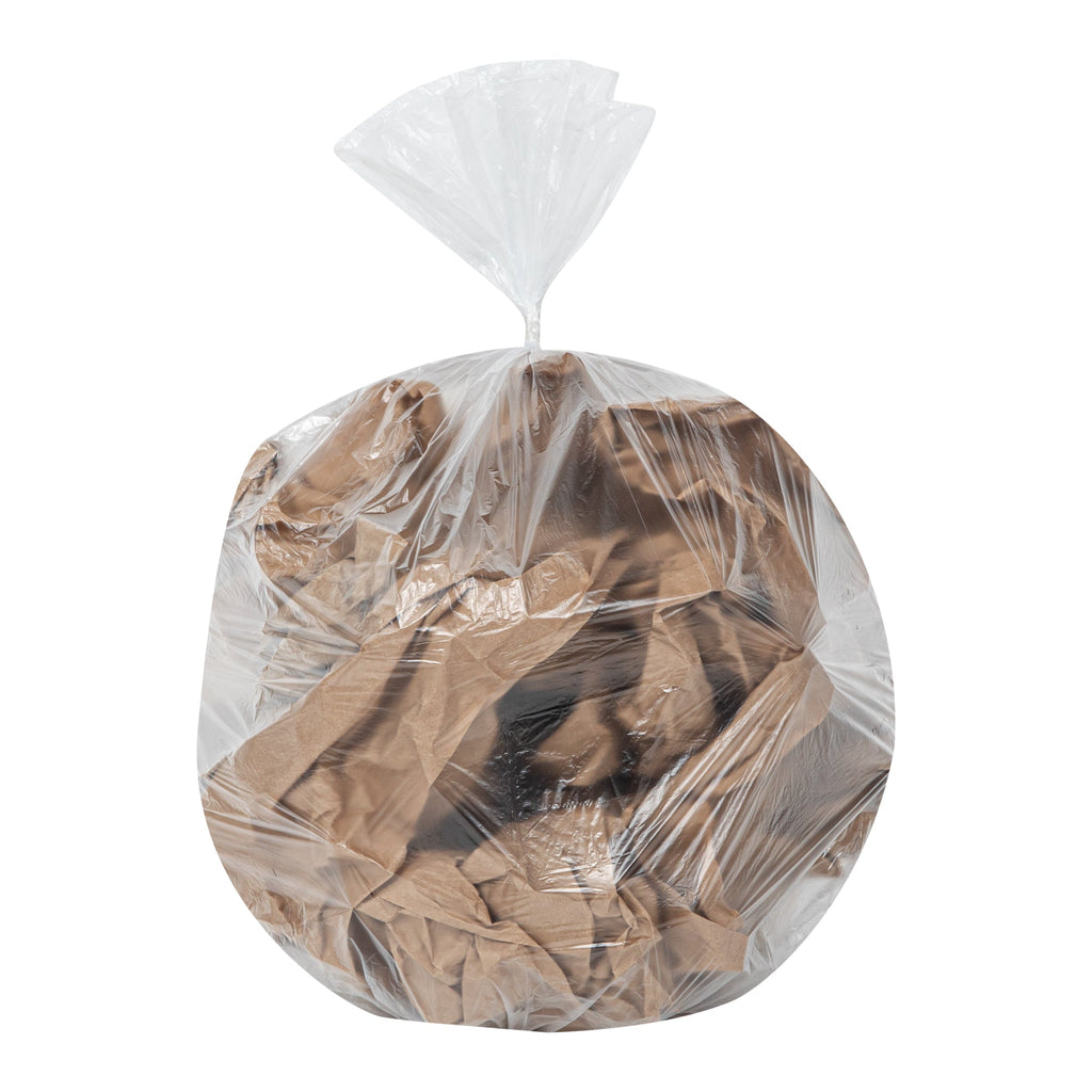 RW Clean 13 gal Clear Plastic Trash Can Liner - Light-Duty, 6 micron - 24" x 33" - 1000 count box