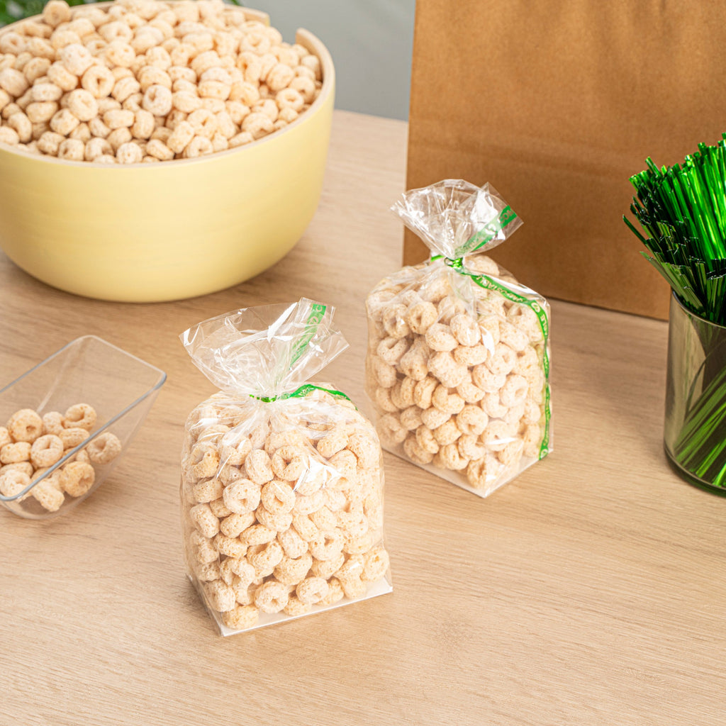 Basic Nature Clear Plastic Gusset Bag - Compostable, Paper Insert, Heat Sealable - 3" x 2" x 6 1/2" - 100 count box
