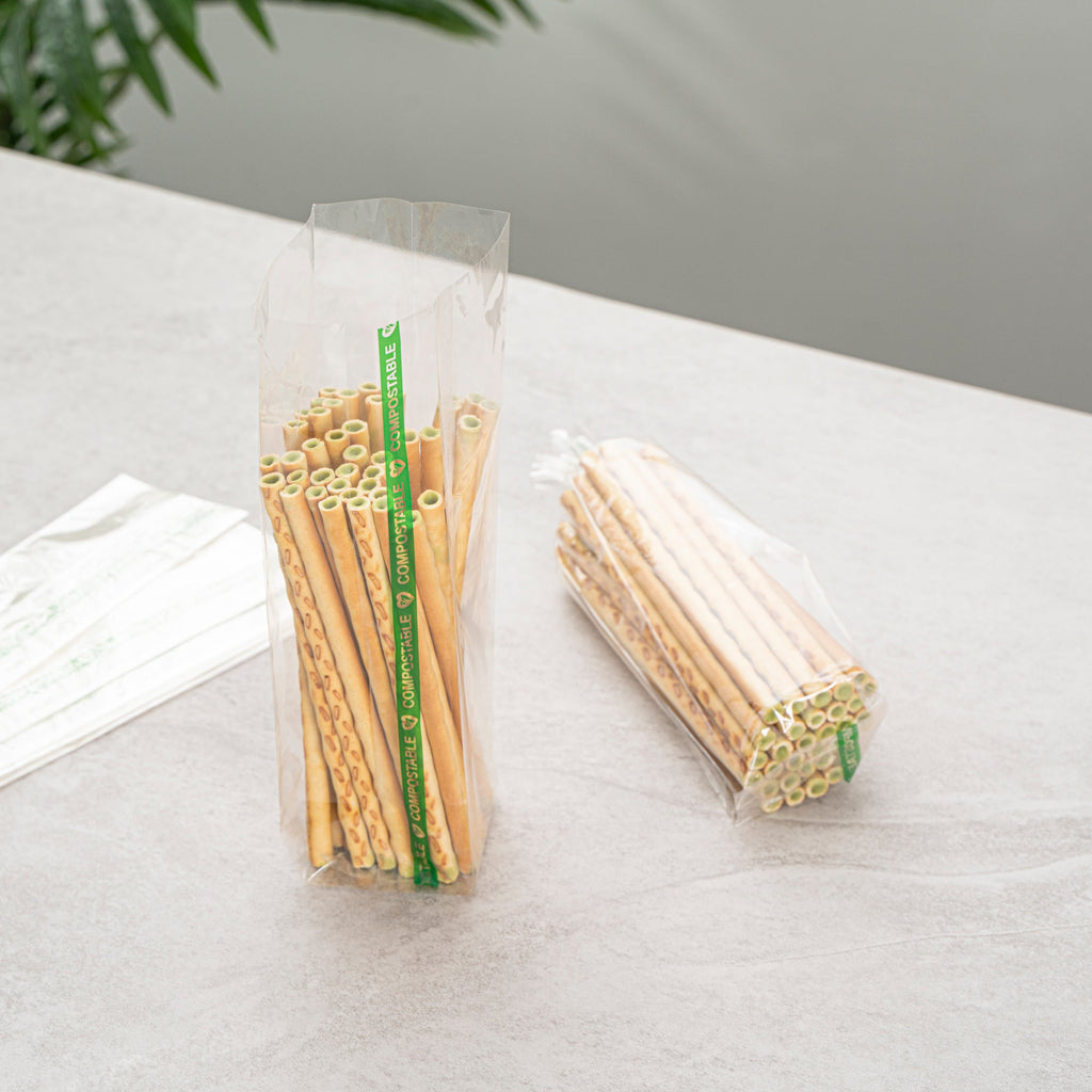Basic Nature Clear Plastic Gusset Bag - Compostable, High Clarity, Heat Sealable - 2" x 2" x 8 1/4" - 100 count box