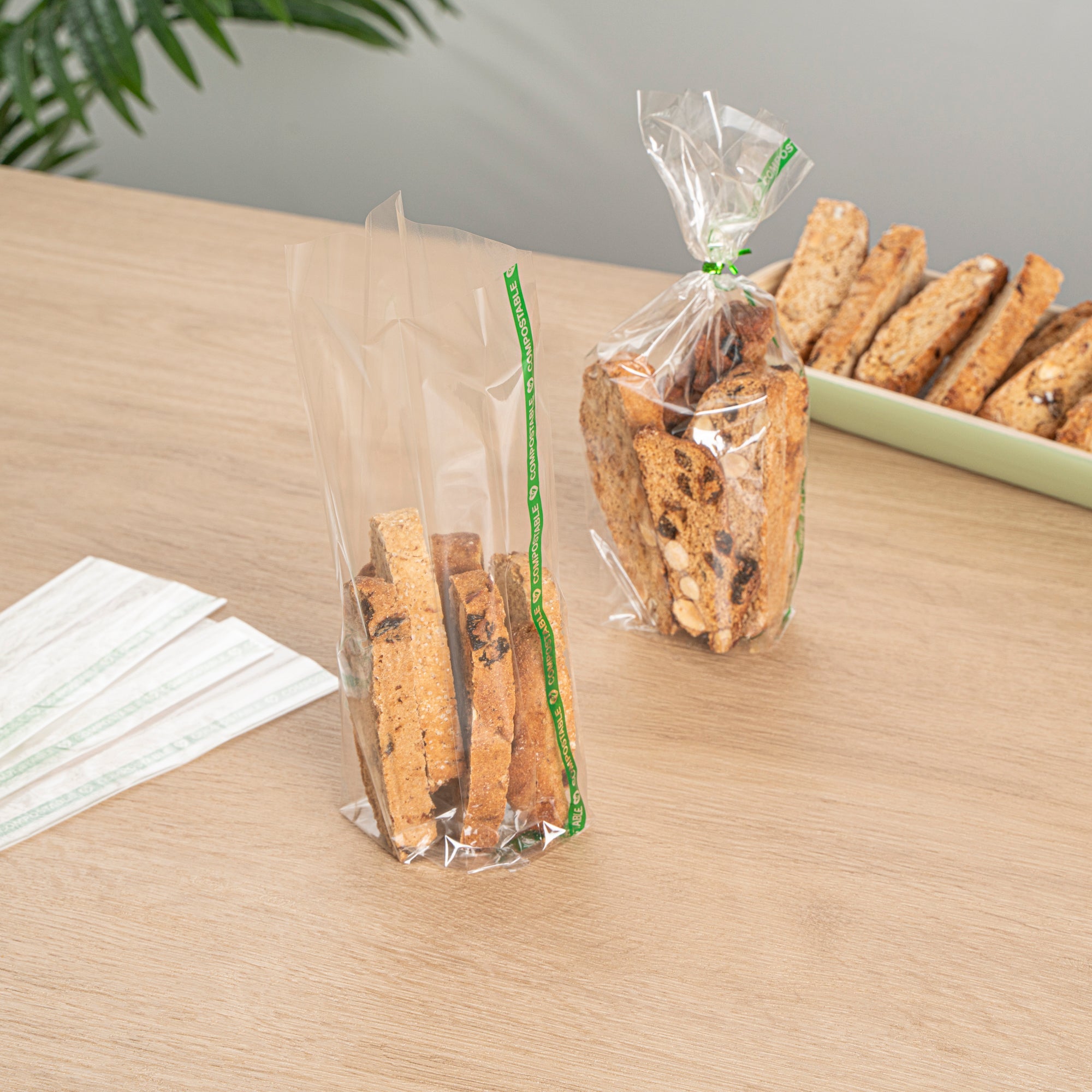 Basic Nature Clear Plastic Gusset Bag - Compostable, High Clarity, Heat Sealable - 2 1/2" x 2" x 9 3/4" - 100 count box