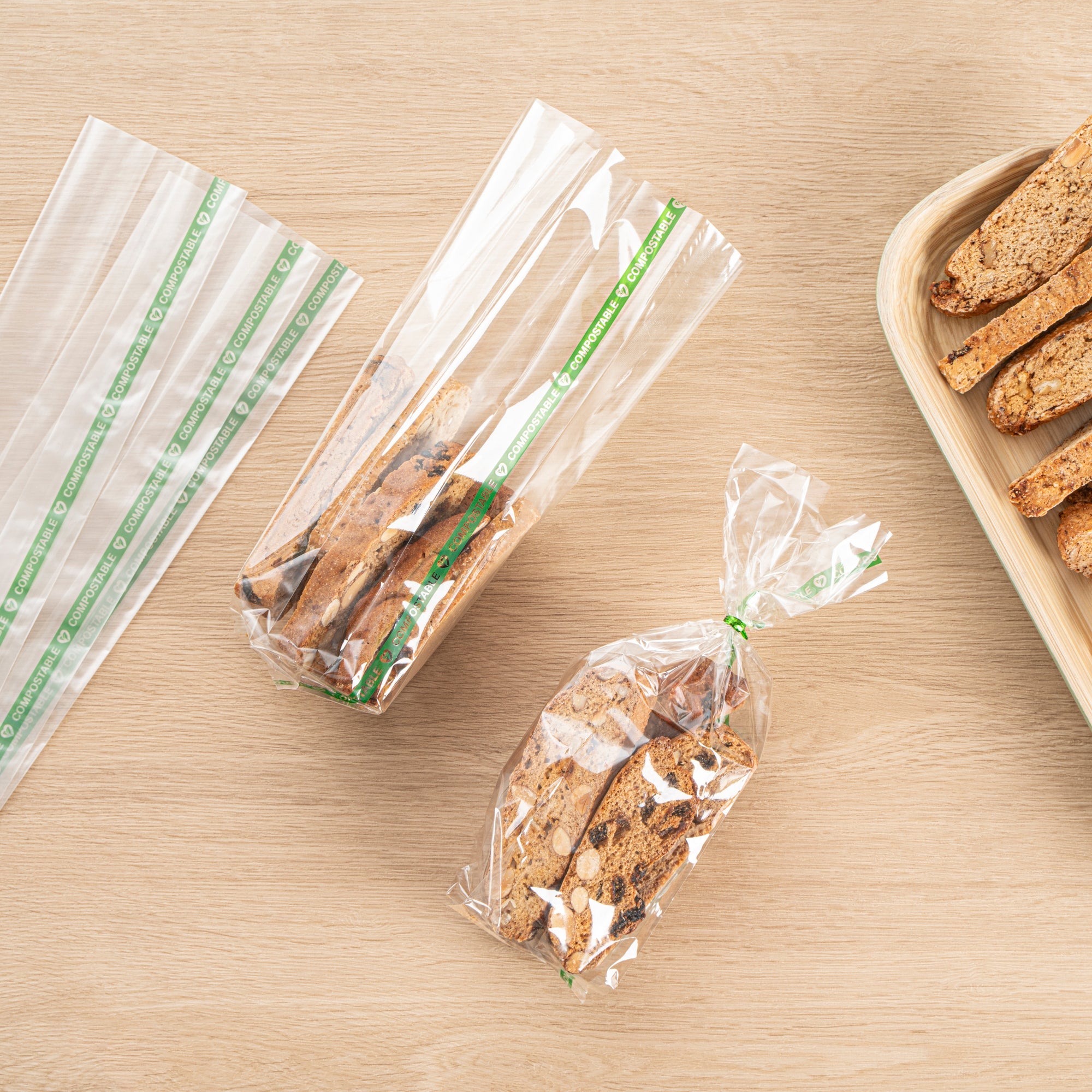 Basic Nature Clear Plastic Gusset Bag - Compostable, High Clarity, Heat Sealable - 2 1/2" x 2" x 9 3/4" - 100 count box