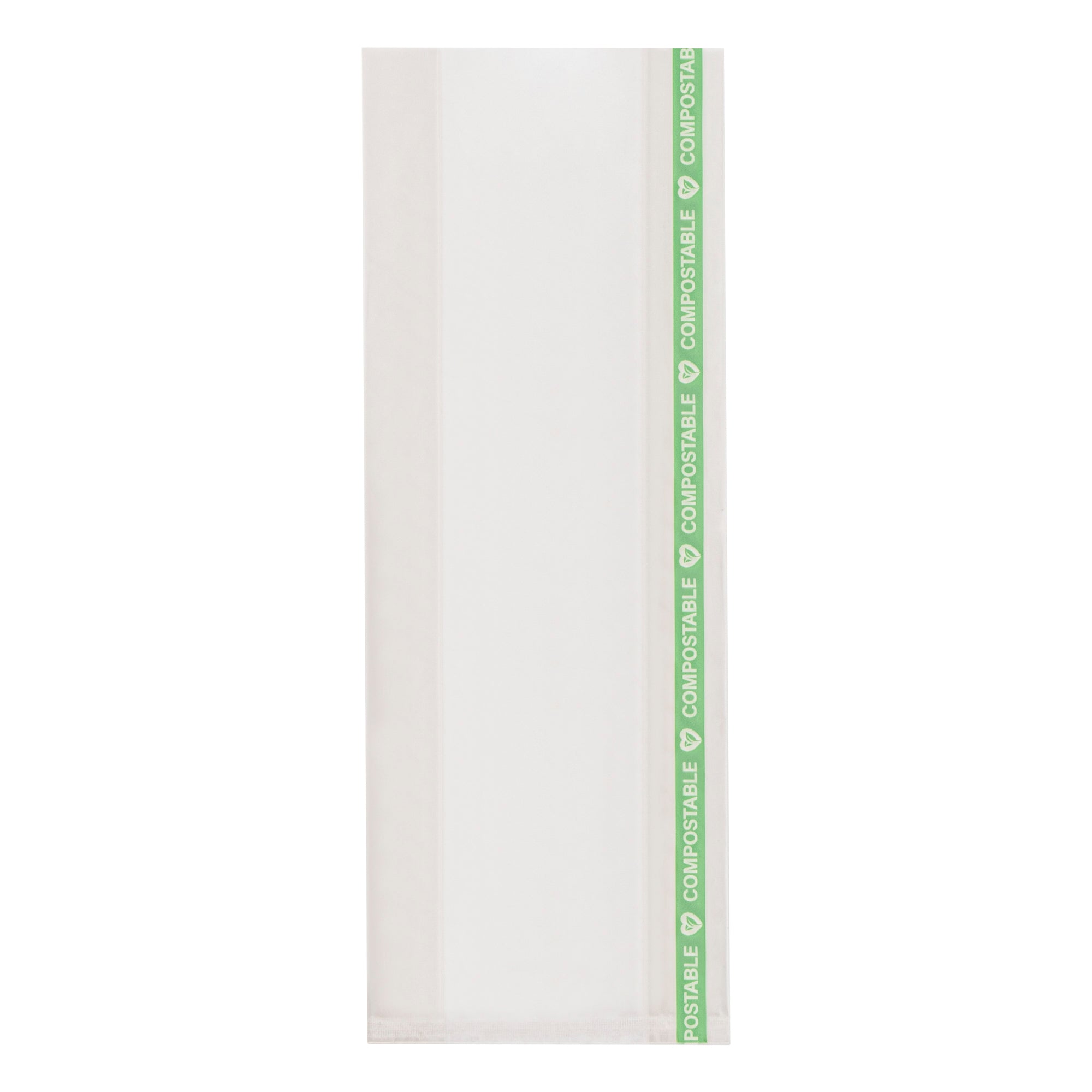 Basic Nature Clear Plastic Gusset Bag - Compostable, High Clarity, Heat Sealable - 3" x 1 1/4" x 8 1/4" - 100 count box