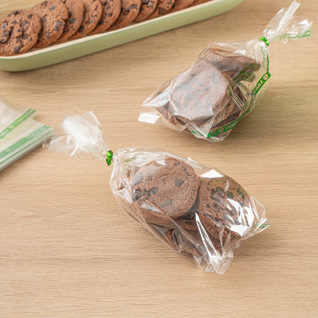 Basic Nature Clear Plastic Gusset Bag - Compostable, High Clarity, Heat Sealable - 3" x 1 1/4" x 8 1/4" - 100 count box