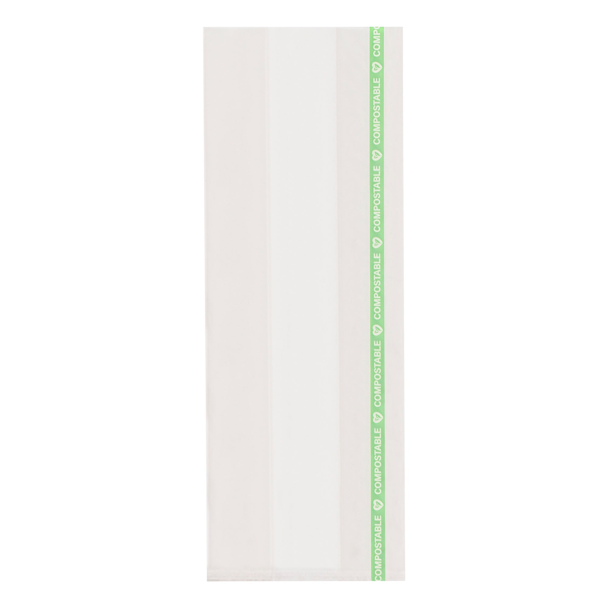 Basic Nature Clear Plastic Gusset Bag - Compostable, High Clarity, Heat Sealable - 3 1/2" x 2 1/4" x 9 3/4" - 100 count box