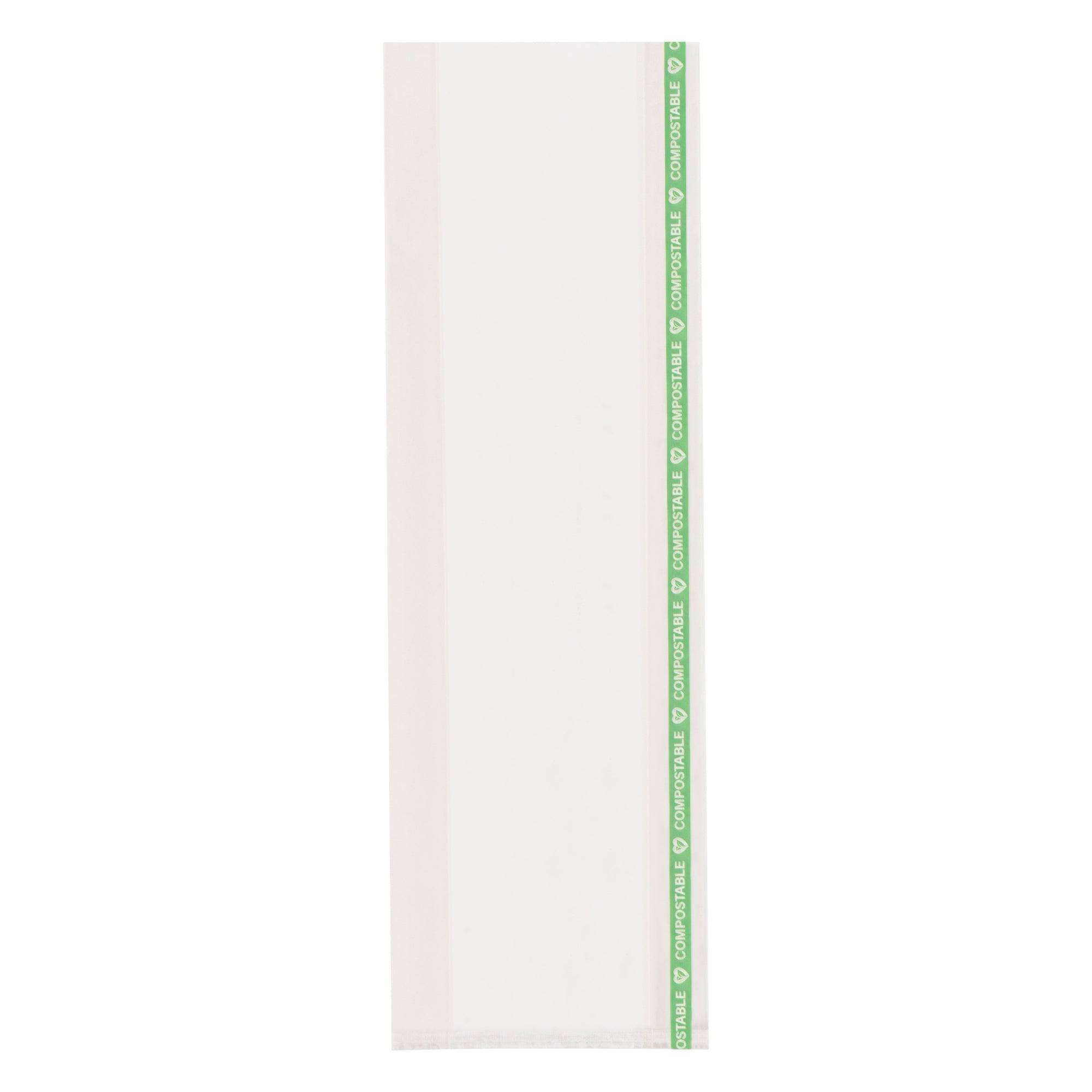 Basic Nature Clear Plastic Gusset Bag - Compostable, High Clarity, Heat Sealable - 3 3/4" x 1 1/4" x 12" - 100 count box