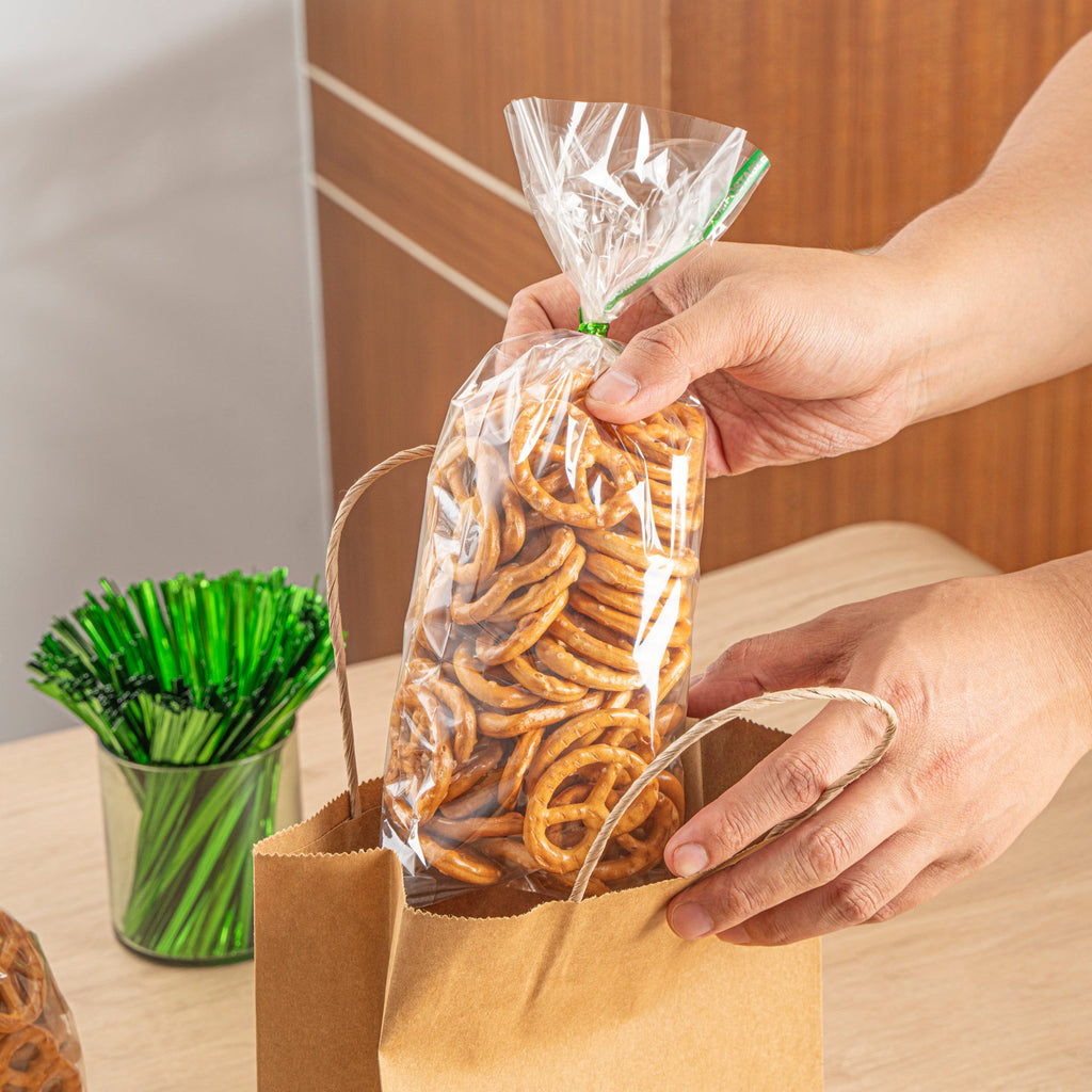 Basic Nature Clear Plastic Gusset Bag - Compostable, High Clarity, Heat Sealable - 3 3/4" x 1 1/4" x 12" - 100 count box