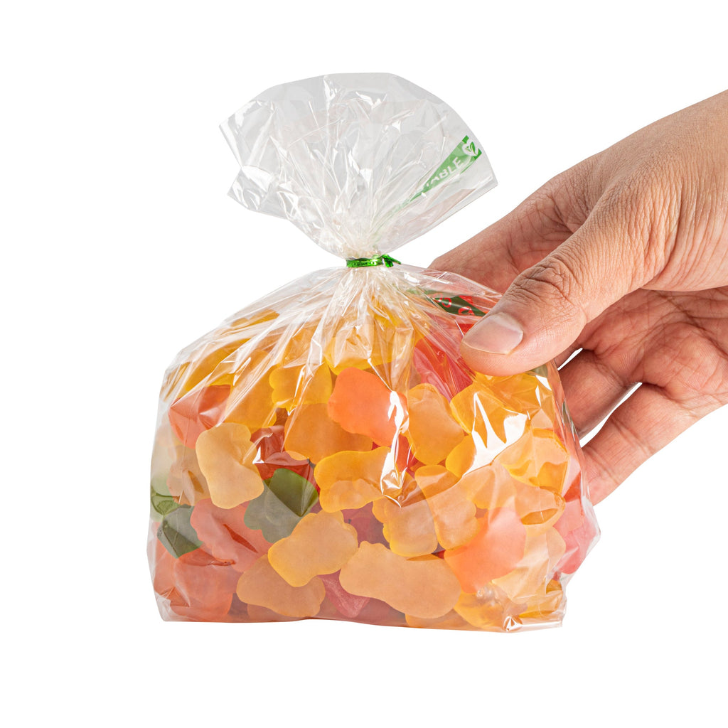 Basic Nature Clear Plastic Gusset Bag - Compostable, High Clarity, Heat Sealable - 4" x 2 1/4" x 8" - 100 count box