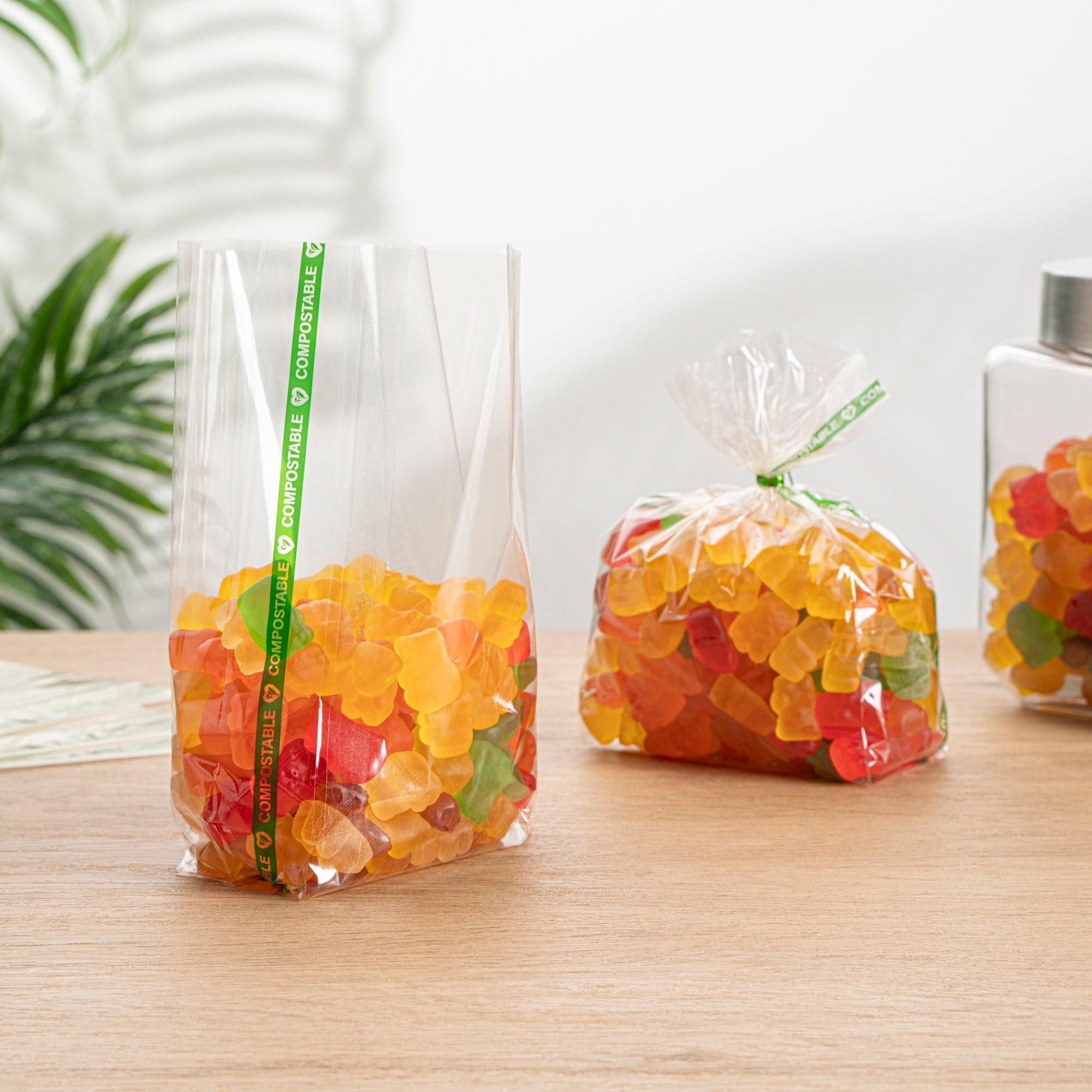 Basic Nature Clear Plastic Gusset Bag - Compostable, High Clarity, Heat Sealable - 4" x 2 1/4" x 8" - 100 count box