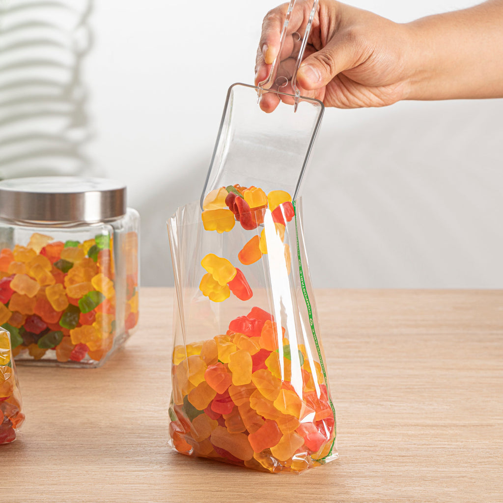 Basic Nature Clear Plastic Gusset Bag - Compostable, High Clarity, Heat Sealable - 4" x 2 1/4" x 8" - 100 count box