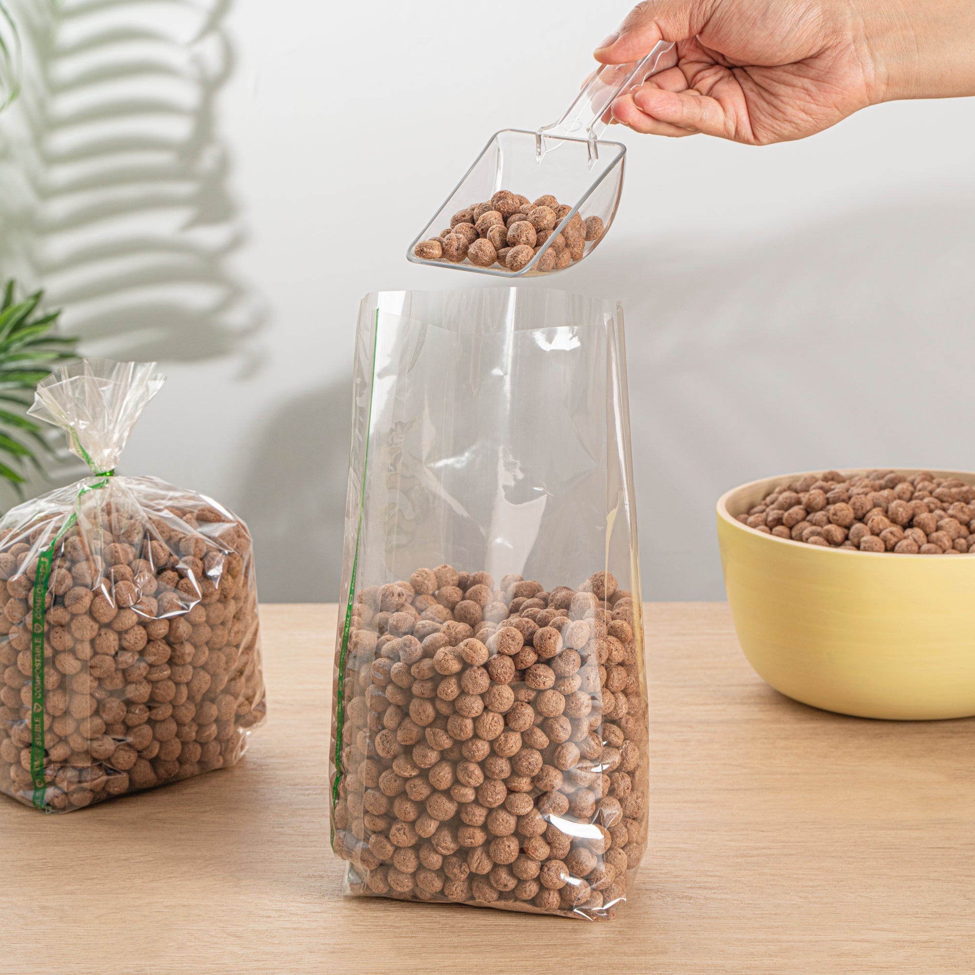 Basic Nature Clear Plastic Gusset Bag - Compostable, High Clarity, Heat Sealable - 5" x 3" x 12" - 100 count box