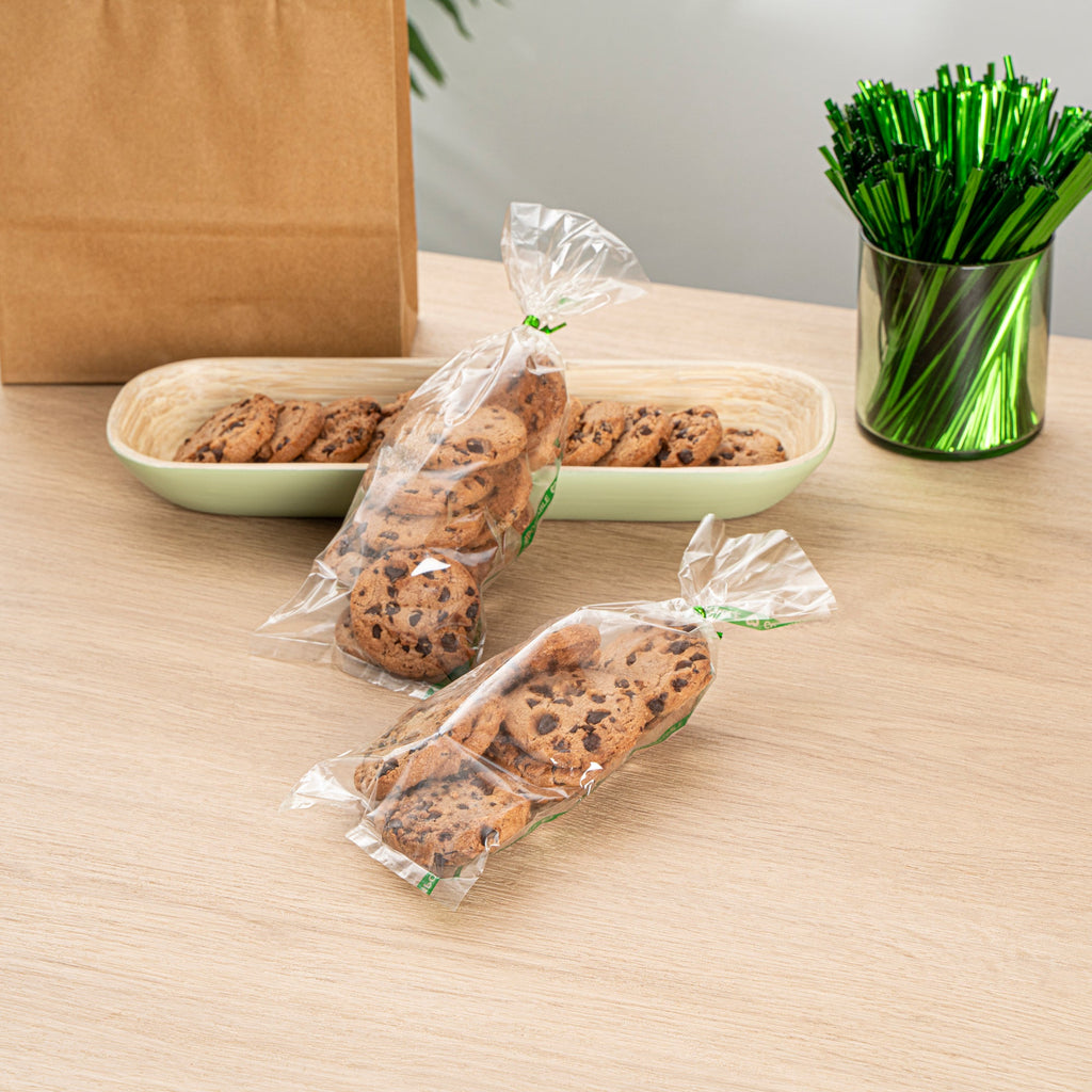 Basic Nature Clear Plastic Bag - No Flap, Home Compostable, High Clarity, Heat Sealable - 10" x 3 3/4" - 100 count box