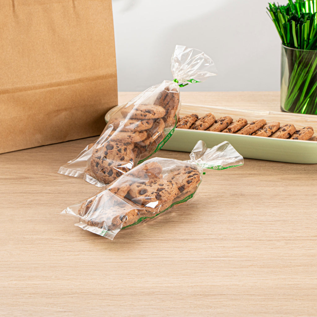 Basic Nature Clear Plastic Bag - No Flap, Home Compostable, High Clarity, Heat Sealable - 10" x 3 3/4" - 100 count box
