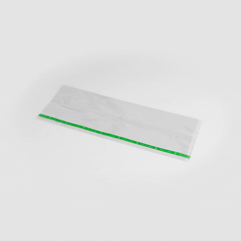 Basic Nature Clear Plastic Bag - No Flap, Home Compostable, High Clarity, Heat Sealable - 13" x 5" - 100 count box