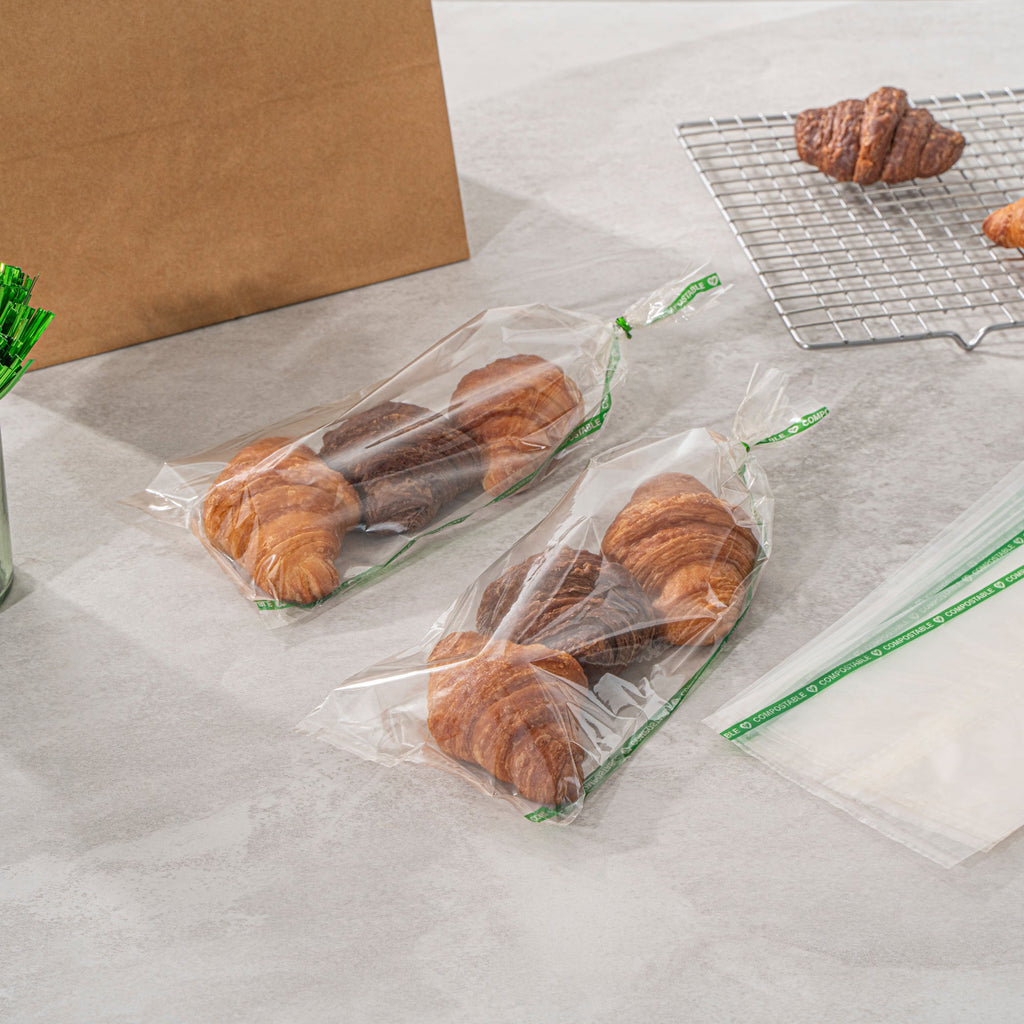 Basic Nature Clear Plastic Bag - No Flap, Home Compostable, High Clarity, Heat Sealable - 13" x 5" - 100 count box