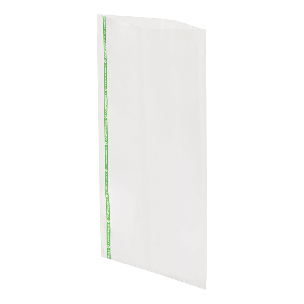 Basic Nature Clear Plastic Bag - No Flap, Home Compostable, High Clarity, Heat Sealable - 14" x 7" - 100 count box