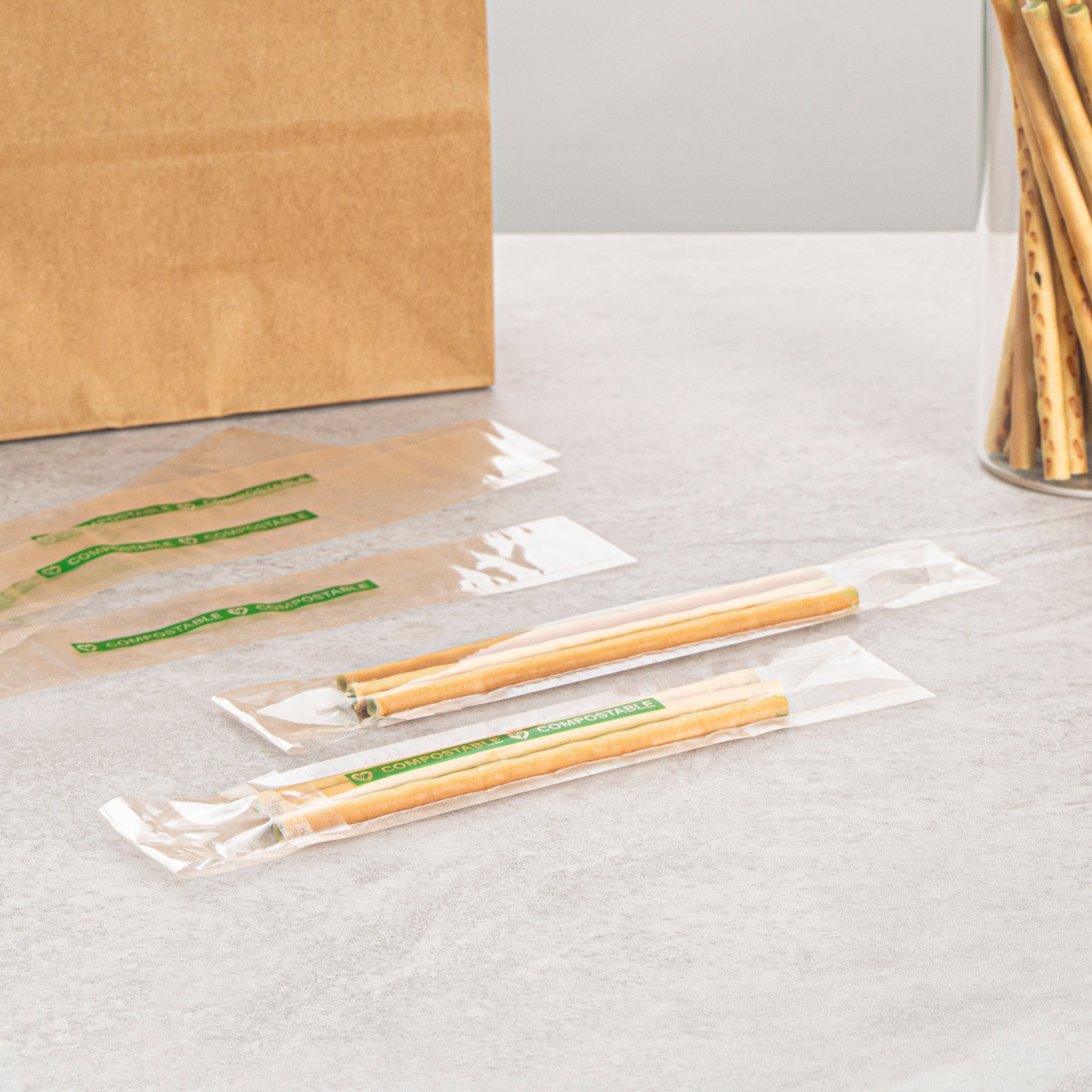 Basic Nature Clear Plastic Bag - with Flap, Home Compostable, High Clarity, Heat Sealable - 8" x 1" - 100 count box