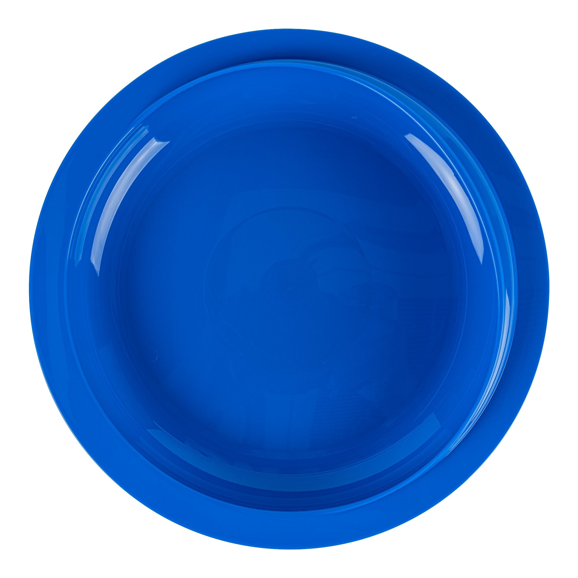 Adapt Tek Round Blue Plastic Scoop Plate - Spillproof, with Suction Base - 9" x 9" x 2 1/4" - 20 count box