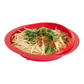 Adapt Tek Round Red Plastic Scoop Plate - Spillproof, with Suction Base - 9" x 9" x 2 1/4" - 1 count box
