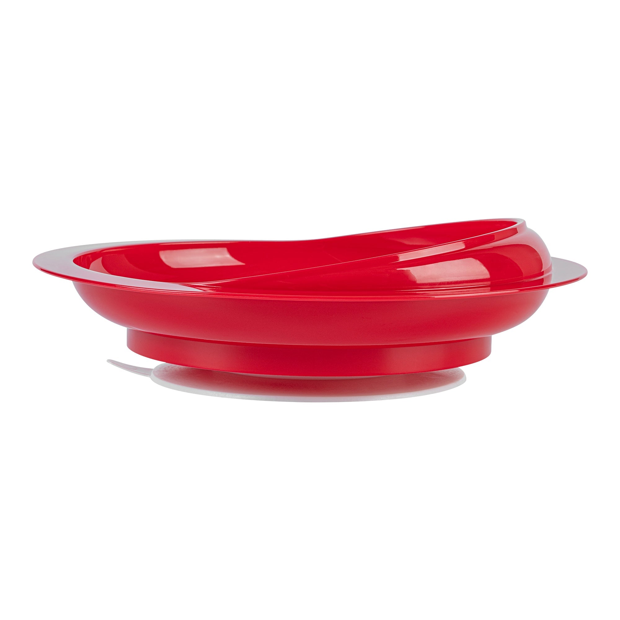 Adapt Tek Round Red Plastic Scoop Plate - Spillproof, with Suction Base - 9" x 9" x 2 1/4" - 1 count box