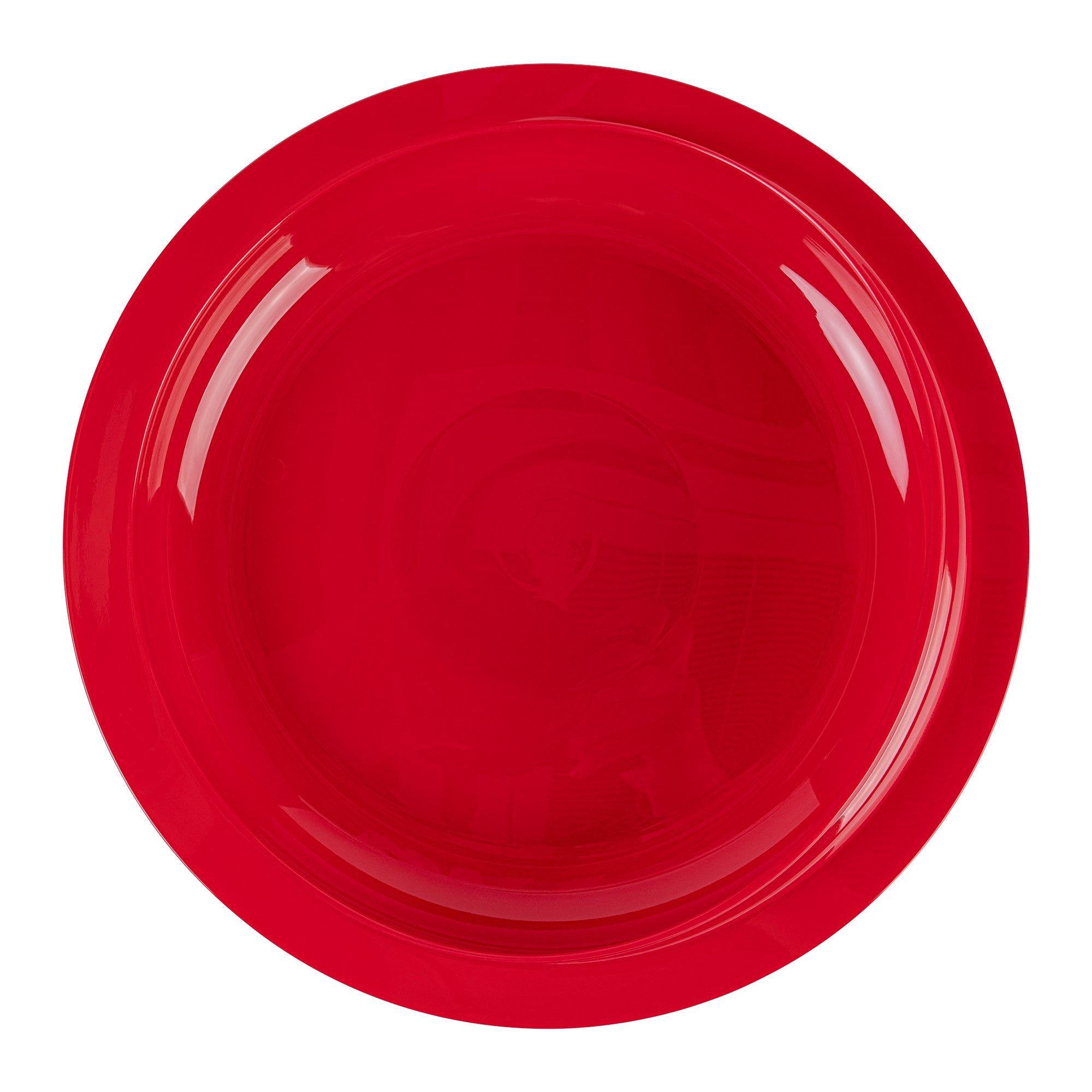 Adapt Tek Round Red Plastic Scoop Plate - Spillproof, with Suction Base - 9" x 9" x 2 1/4" - 1 count box