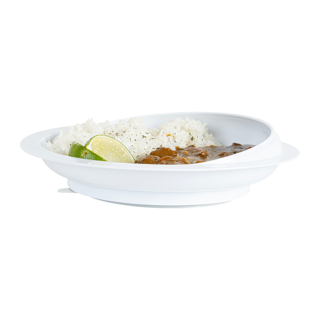 Adapt Tek Round White Plastic Scoop Plate - Spillproof, with Suction Base - 9" x 9" x 2 1/4" - 20 count box