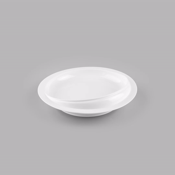 Adapt Tek Round White Plastic Scoop Plate - Spillproof, with Suction Base - 9" x 9" x 2 1/4" - 20 count box