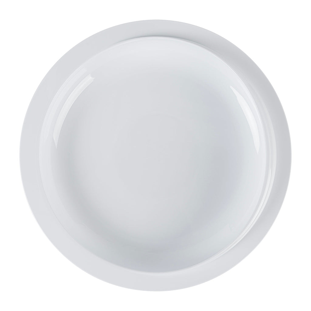 Adapt Tek Round White Plastic Scoop Plate - Spillproof, with Suction Base - 9" x 9" x 2 1/4" - 20 count box
