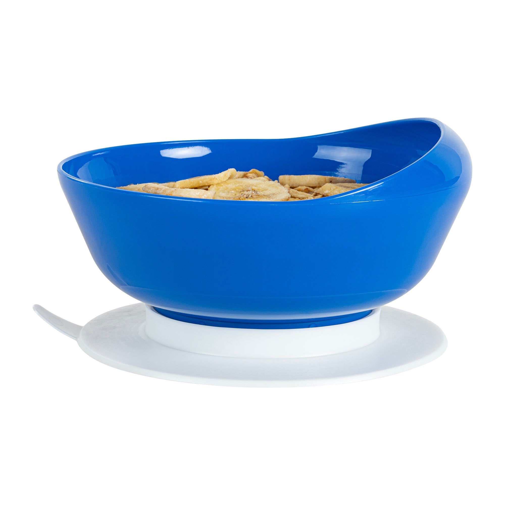 Adapt Tek 19 oz Round Blue Plastic Scoop Bowl - Spillproof, with Suction Base - 5 3/4" x 5 3/4" x 3" - 1 count box