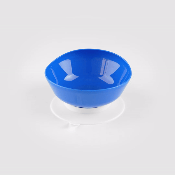 Adapt Tek 19 oz Round Blue Plastic Scoop Bowl - Spillproof, with Suction Base - 5 3/4" x 5 3/4" x 3" - 20 count box