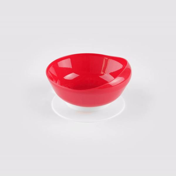 Adapt Tek 19 oz Round Red Plastic Scoop Bowl - Spillproof, with Suction Base - 5 3/4" x 5 3/4" x 3" - 1 count box