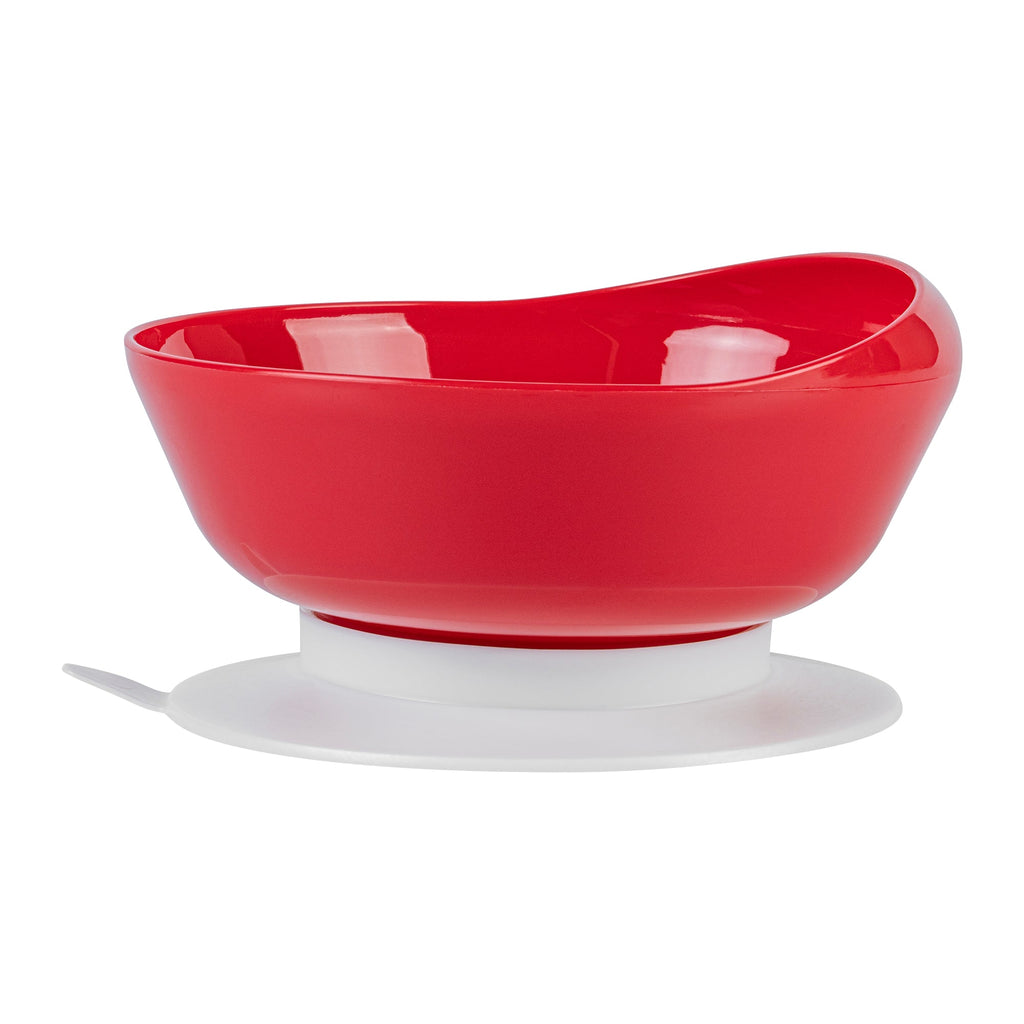 Adapt Tek 19 oz Round Red Plastic Scoop Bowl - Spillproof, with Suction Base - 5 3/4" x 5 3/4" x 3" - 1 count box