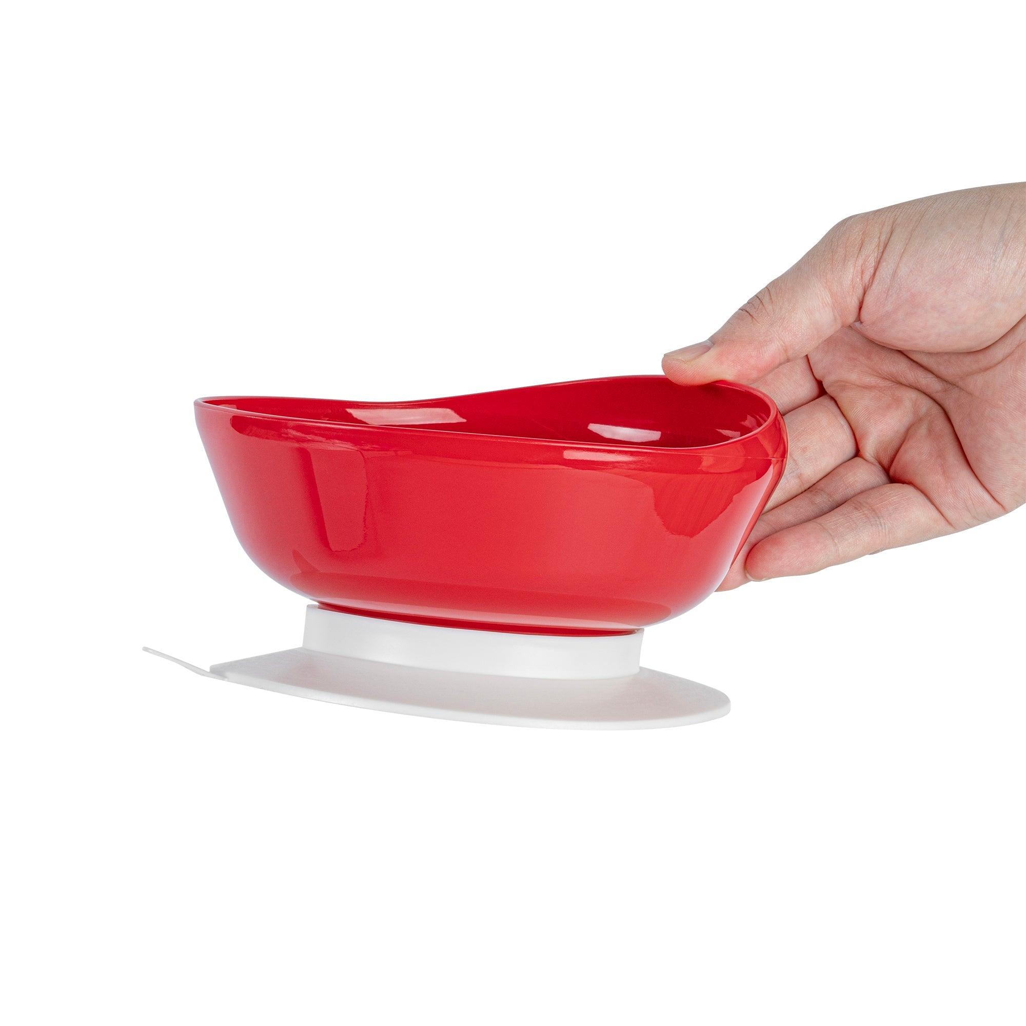 Adapt Tek 19 oz Round Red Plastic Scoop Bowl - Spillproof, with Suction Base - 5 3/4" x 5 3/4" x 3" - 20 count box