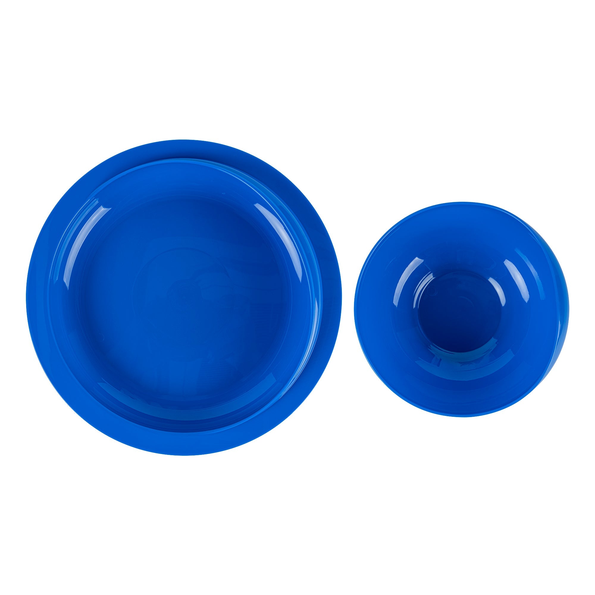 Adapt Tek Blue Plastic 2-Piece Scoop Plate and Bowl Set - Spillproof, with Suction Base - Includes 1 Plate and 1 Bowl