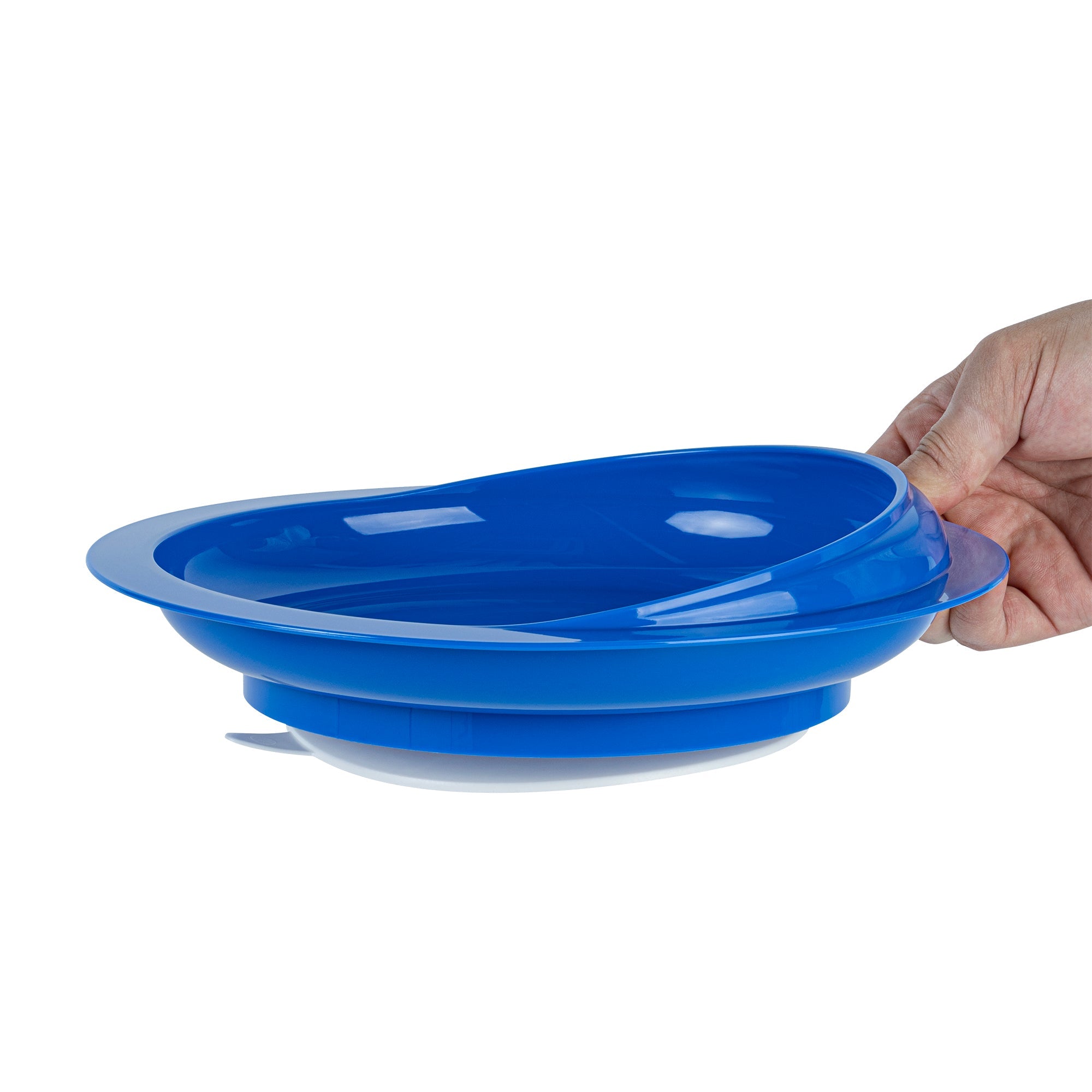 Adapt Tek Blue Plastic 2-Piece Scoop Plate and Bowl Set - Spillproof, with Suction Base - Includes 20 Plates and 20 Bowls
