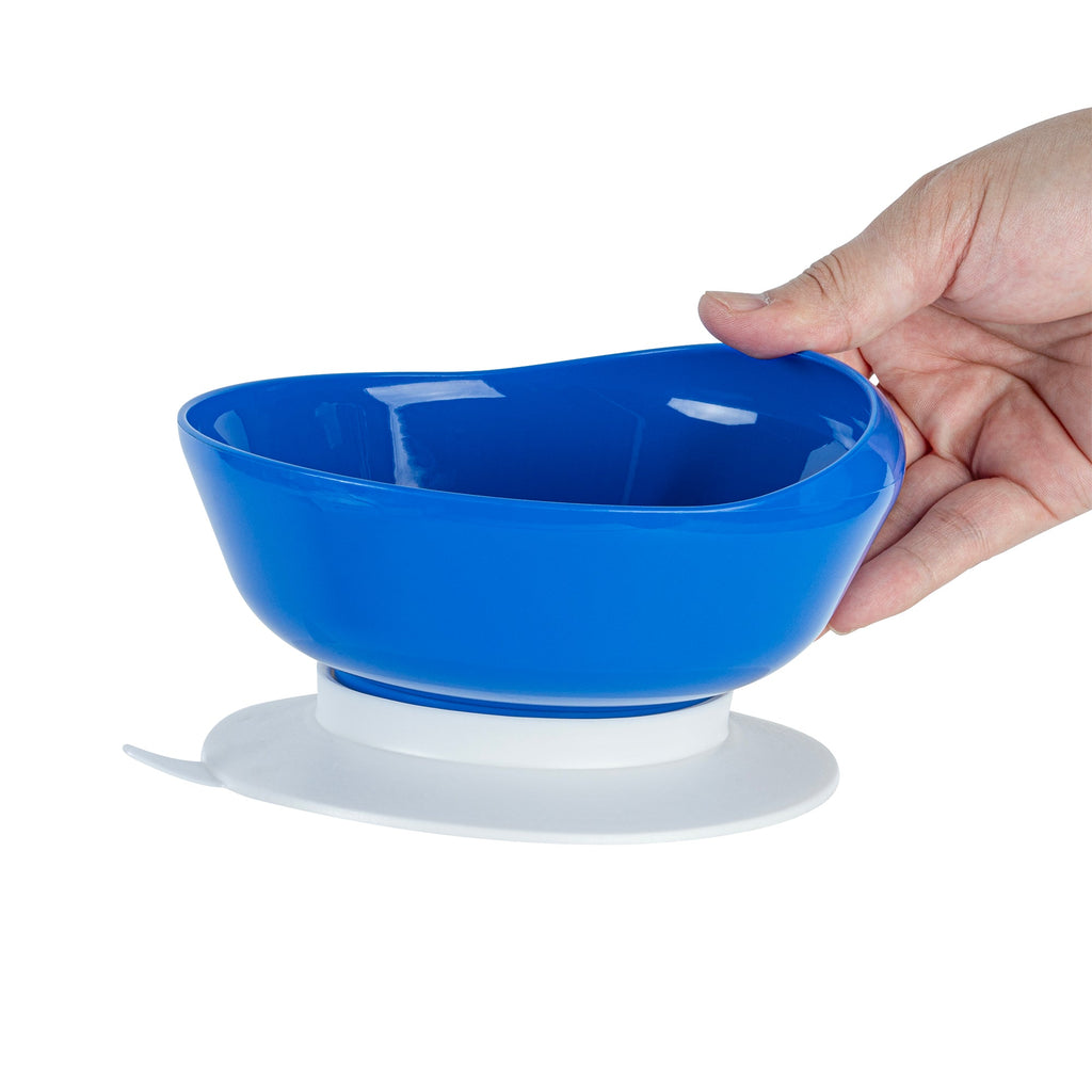 Adapt Tek Blue Plastic 2-Piece Scoop Plate and Bowl Set - Spillproof, with Suction Base - Includes 20 Plates and 20 Bowls