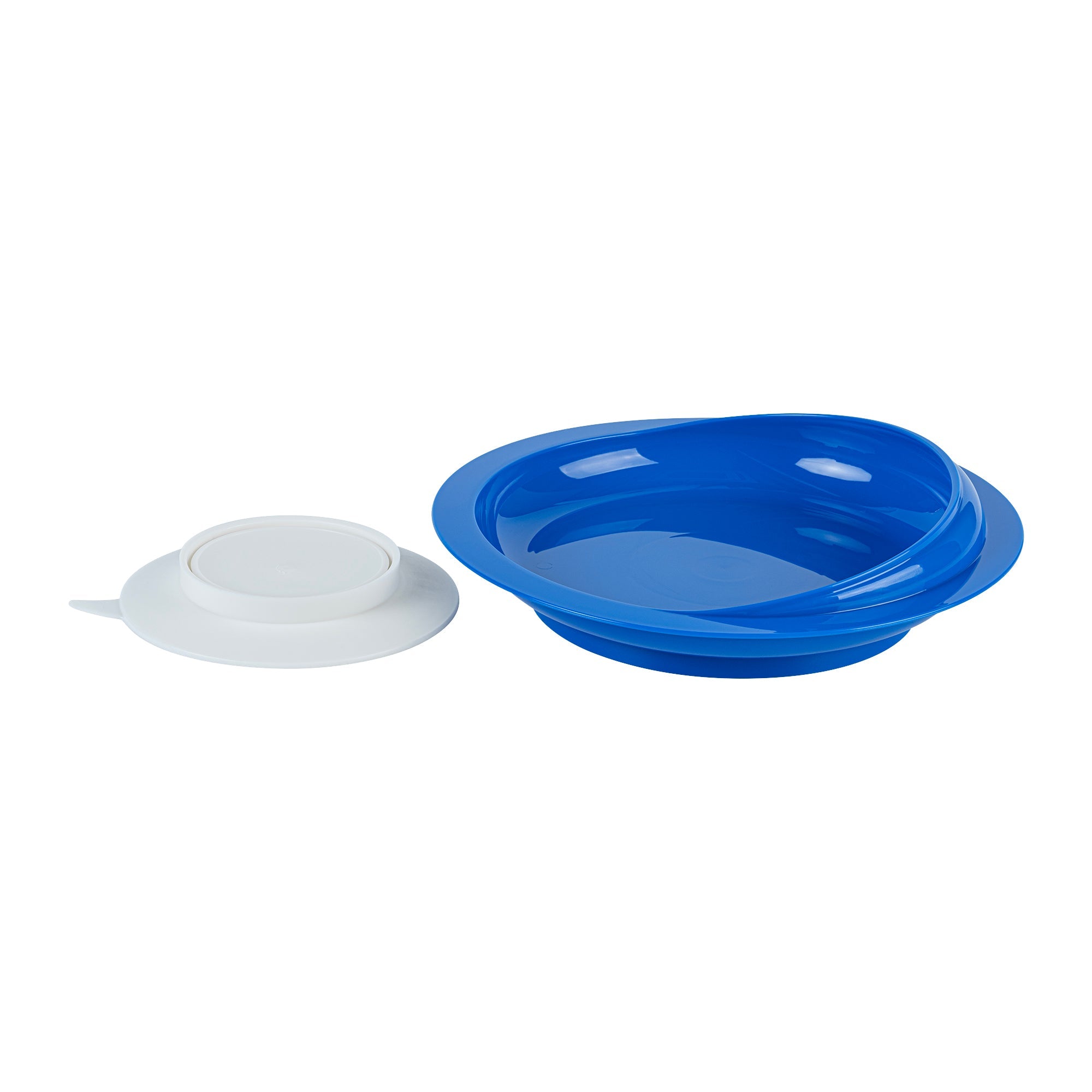 Adapt Tek Blue Plastic 2-Piece Scoop Plate and Bowl Set - Spillproof, with Suction Base - Includes 20 Plates and 20 Bowls