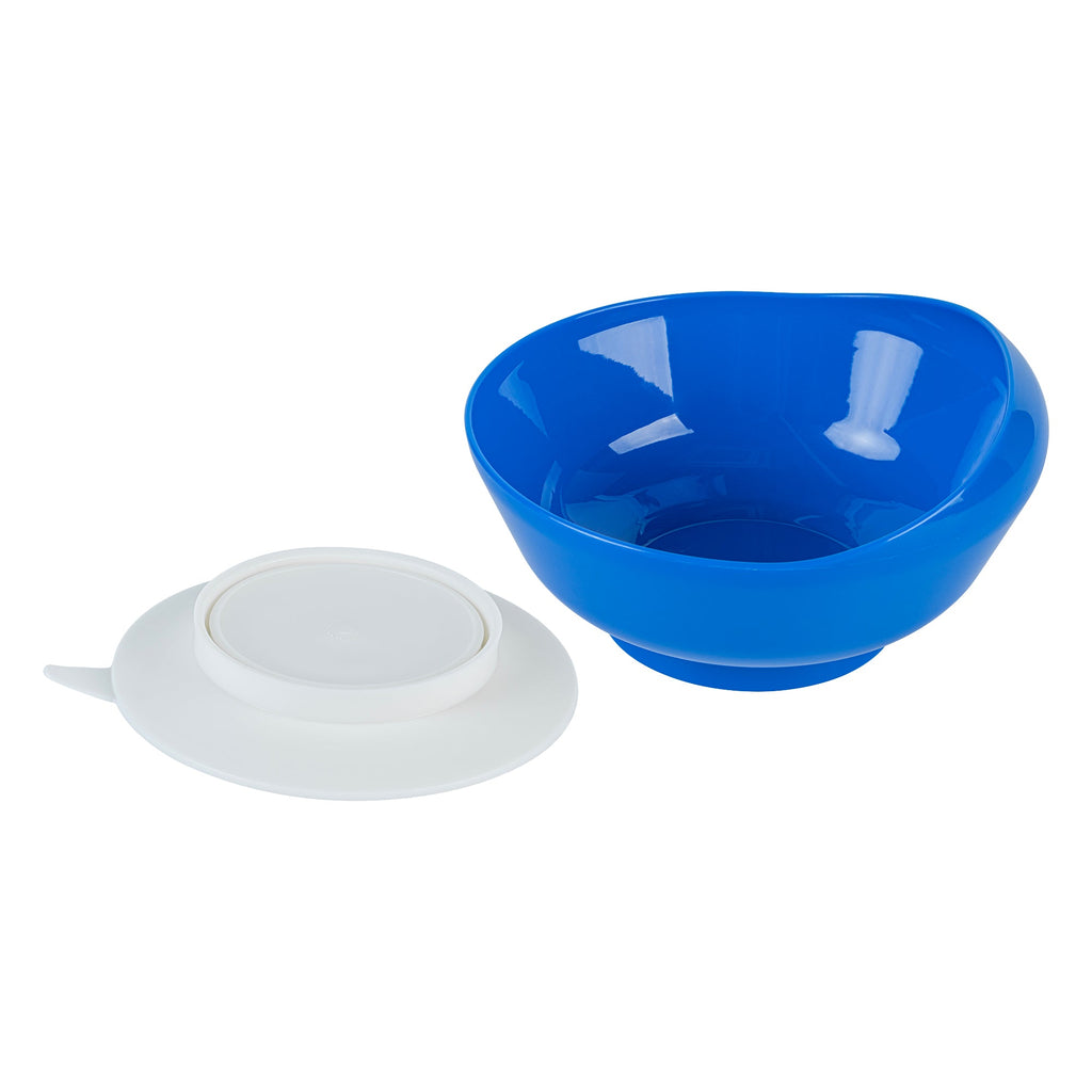 Adapt Tek Blue Plastic 2-Piece Scoop Plate and Bowl Set - Spillproof, with Suction Base - Includes 20 Plates and 20 Bowls