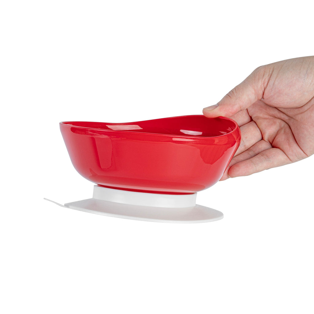 Adapt Tek Red Plastic 2-Piece Scoop Plate and Bowl Set - Spillproof, with Suction Base - Includes 20 Plates and 20 Bowls