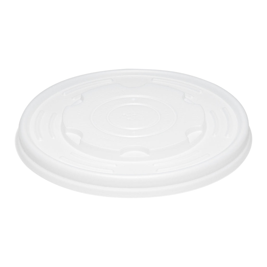 Sustain Round White PLA Plastic Lid - Compostable, Fits 12, 16, 24 & 32 oz Soup Container - 200 count box