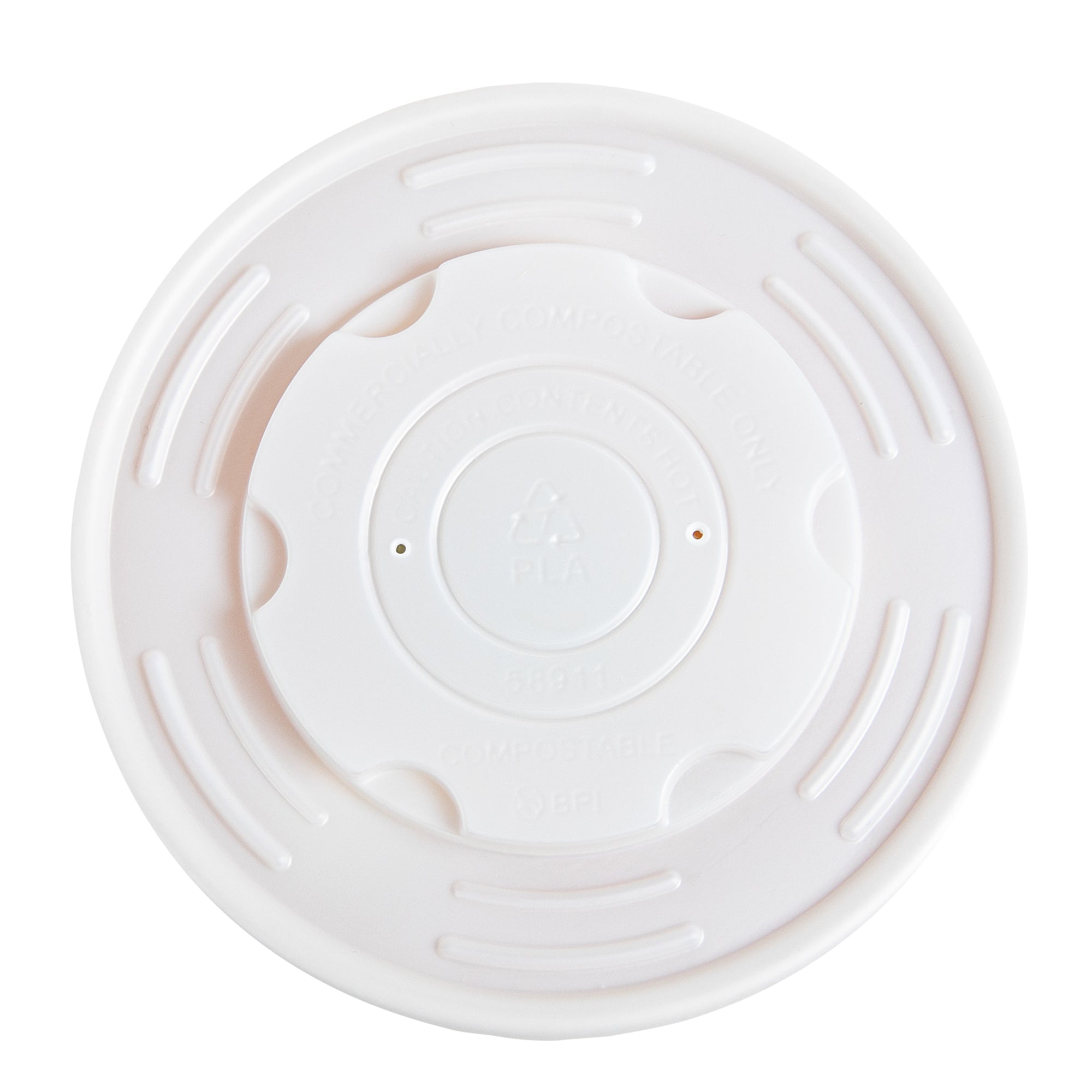 Sustain Round White PLA Plastic Lid - Compostable, Fits 12, 16, 24 & 32 oz Soup Container - 200 count box