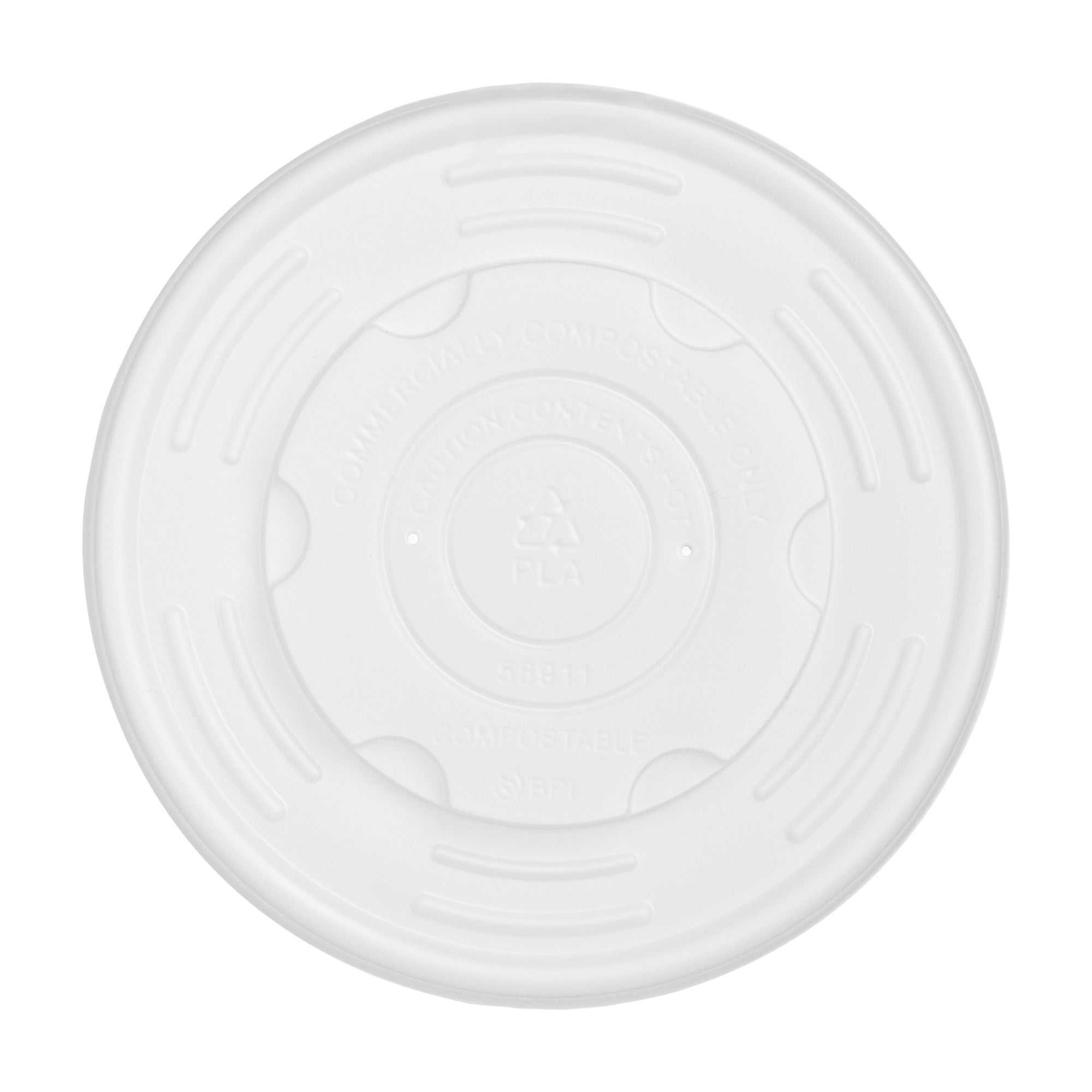 Sustain Round White PLA Plastic Lid - Compostable, Fits 12, 16, 24 & 32 oz Soup Container - 200 count box