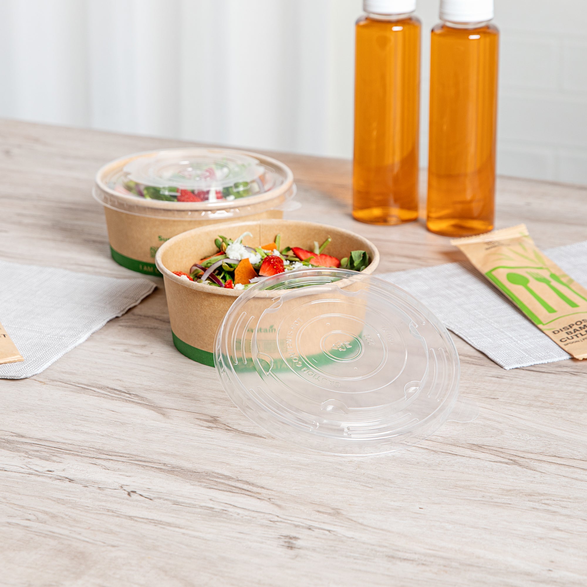 Sustain Round Clear Plastic Lid - Fits 17, 25 & 34 oz Take Out Container - 200 count box