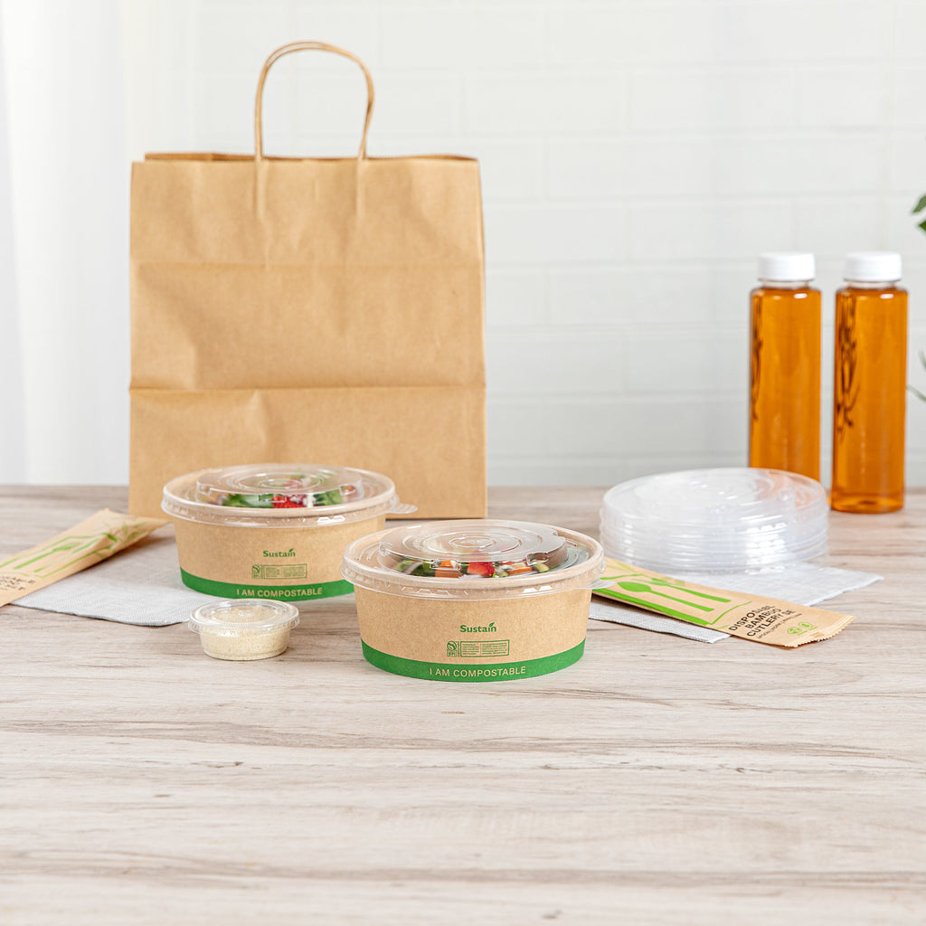 Sustain Round Clear Plastic Lid - Fits 17, 25 & 34 oz Take Out Container - 200 count box