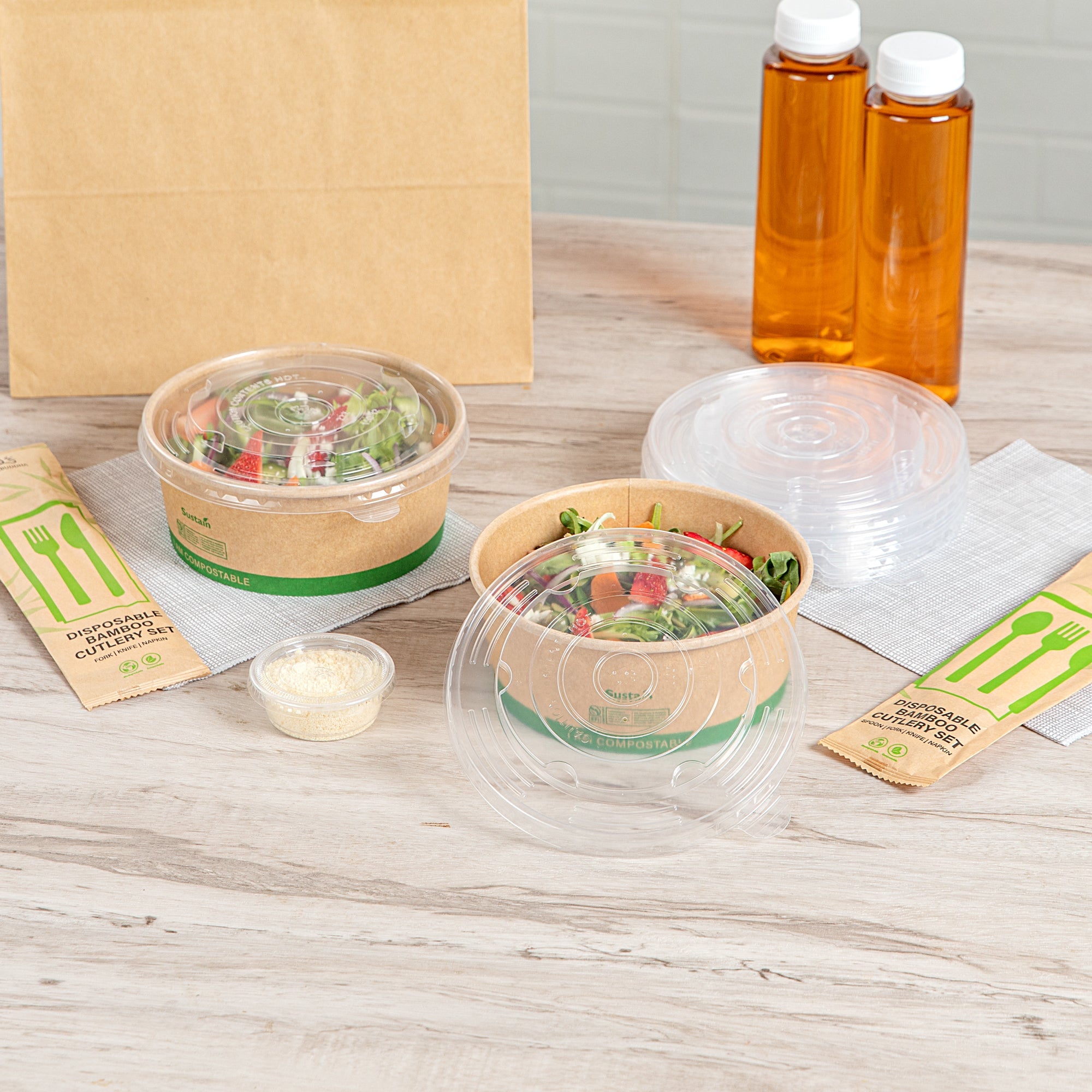 Sustain Round Clear Plastic Lid - Fits 17, 25 & 34 oz Take Out Container - 200 count box