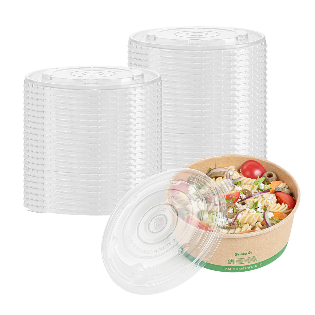 Sustain Round Clear Plastic Lid - Fits 37 & 44 oz Take Out Container - 200 count box