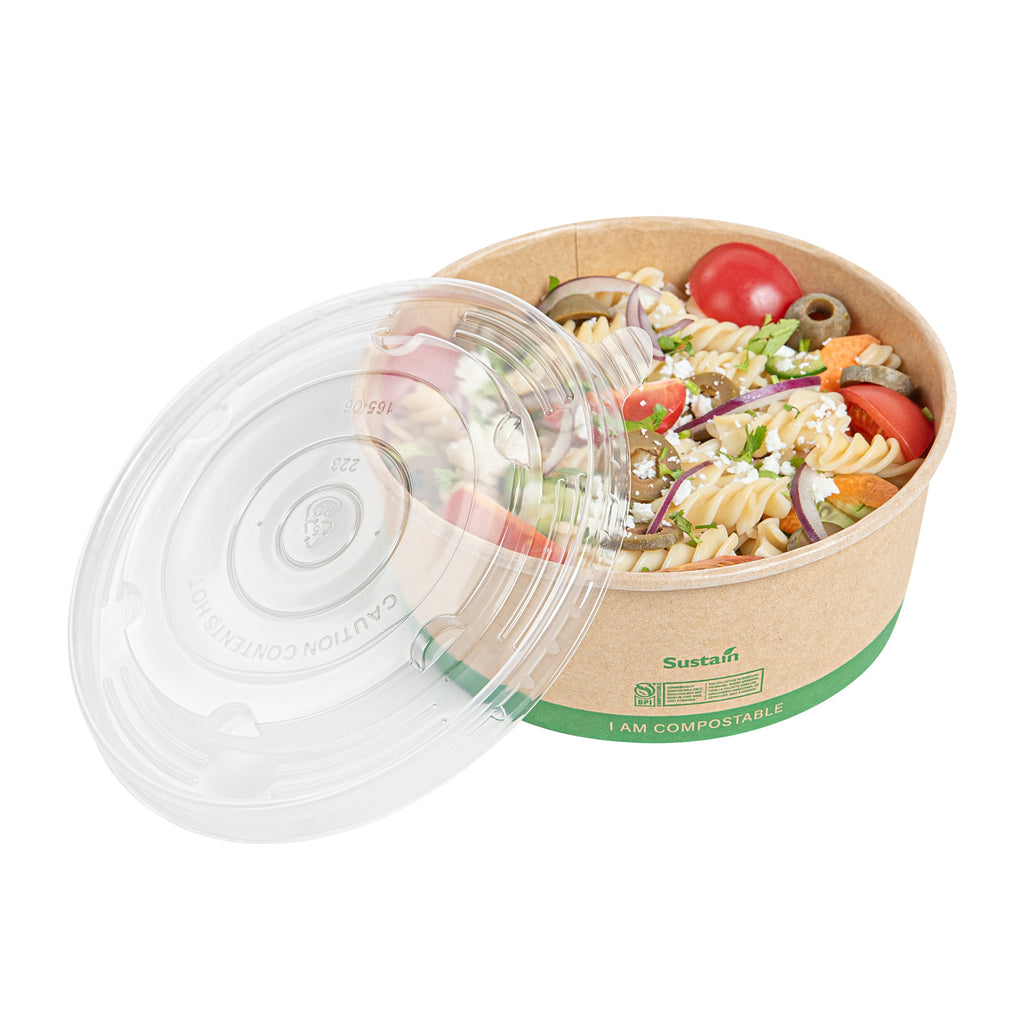 Sustain Round Clear Plastic Lid - Fits 37 & 44 oz Take Out Container - 50 count box