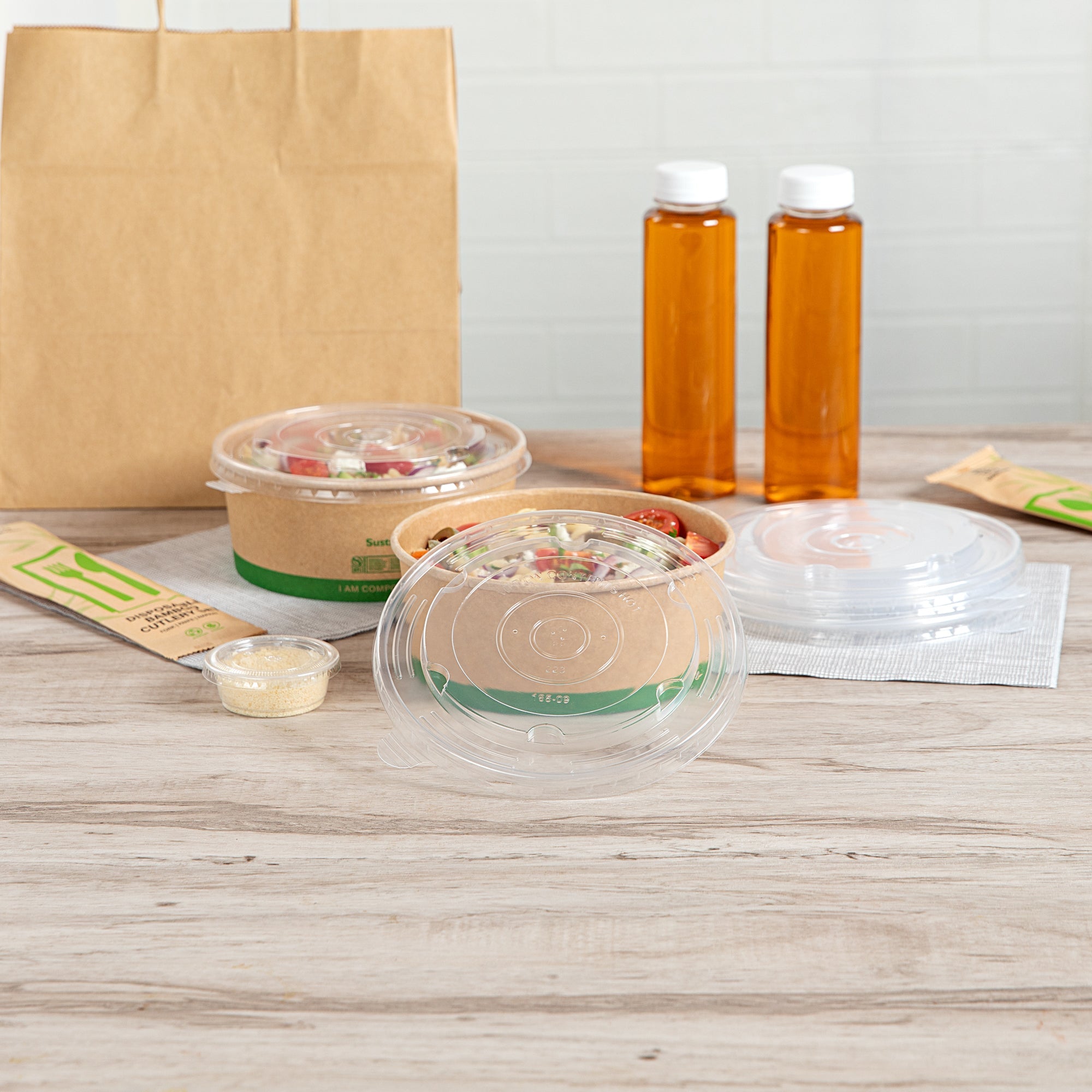 Sustain Round Clear Plastic Lid - Fits 37 & 44 oz Take Out Container - 50 count box