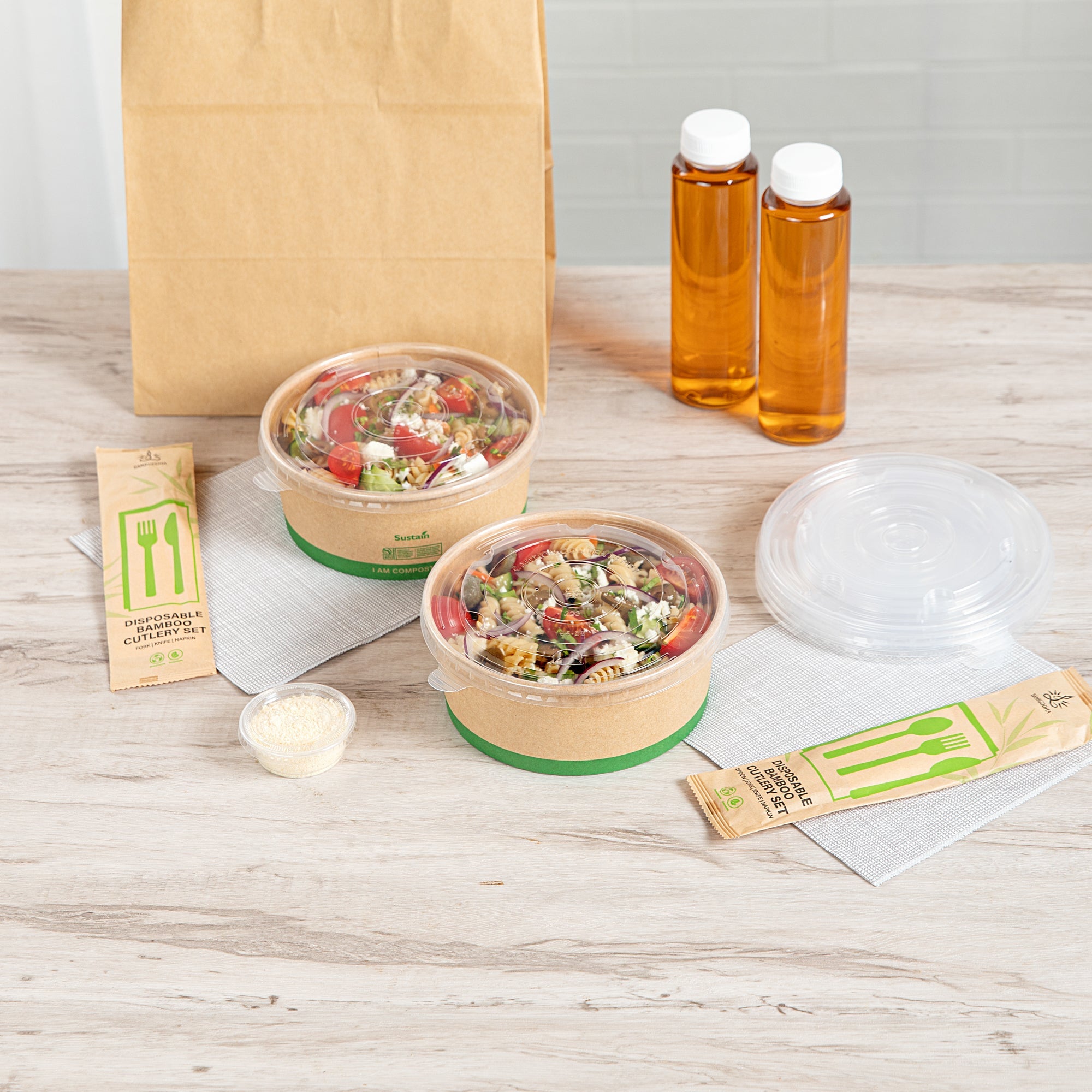 Sustain Round Clear Plastic Lid - Fits 37 & 44 oz Take Out Container - 50 count box