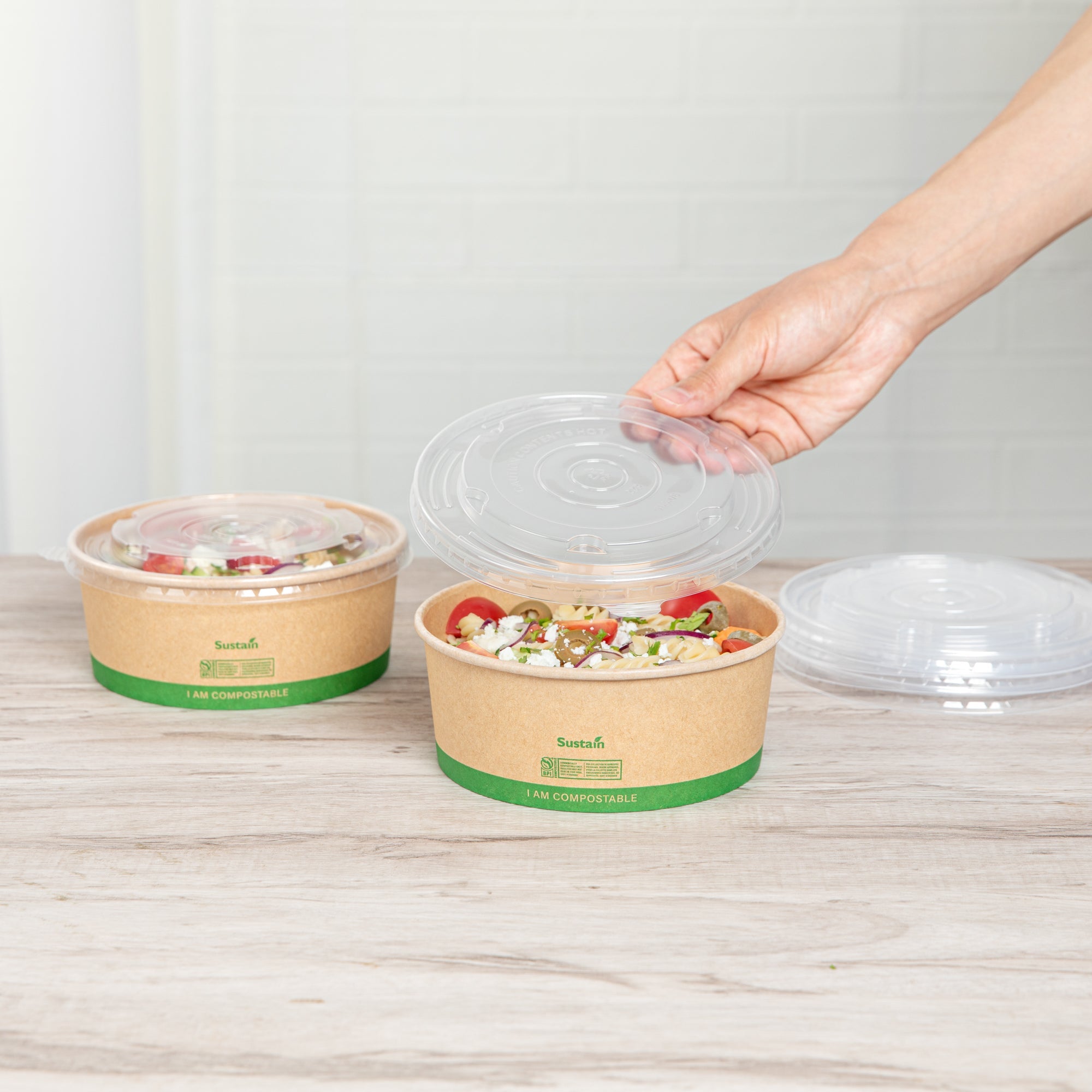 Sustain Round Clear Plastic Lid - Fits 37 & 44 oz Take Out Container - 200 count box