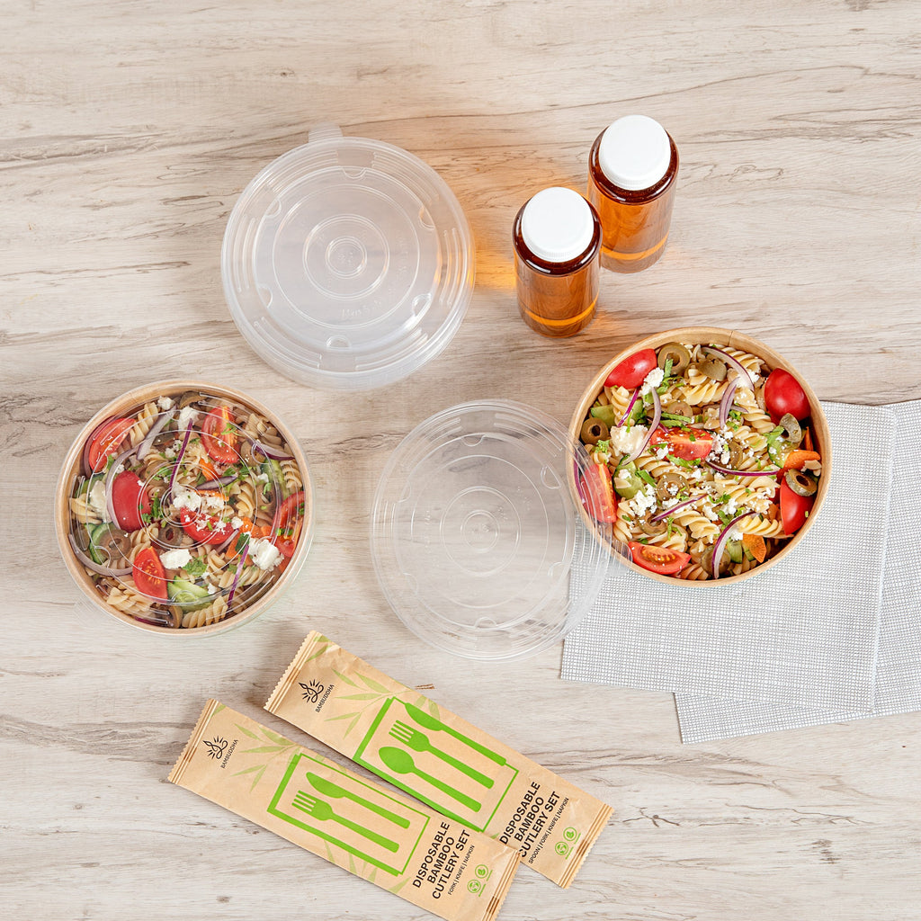Sustain Round Clear Plastic Lid - Fits 37 & 44 oz Take Out Container - 200 count box